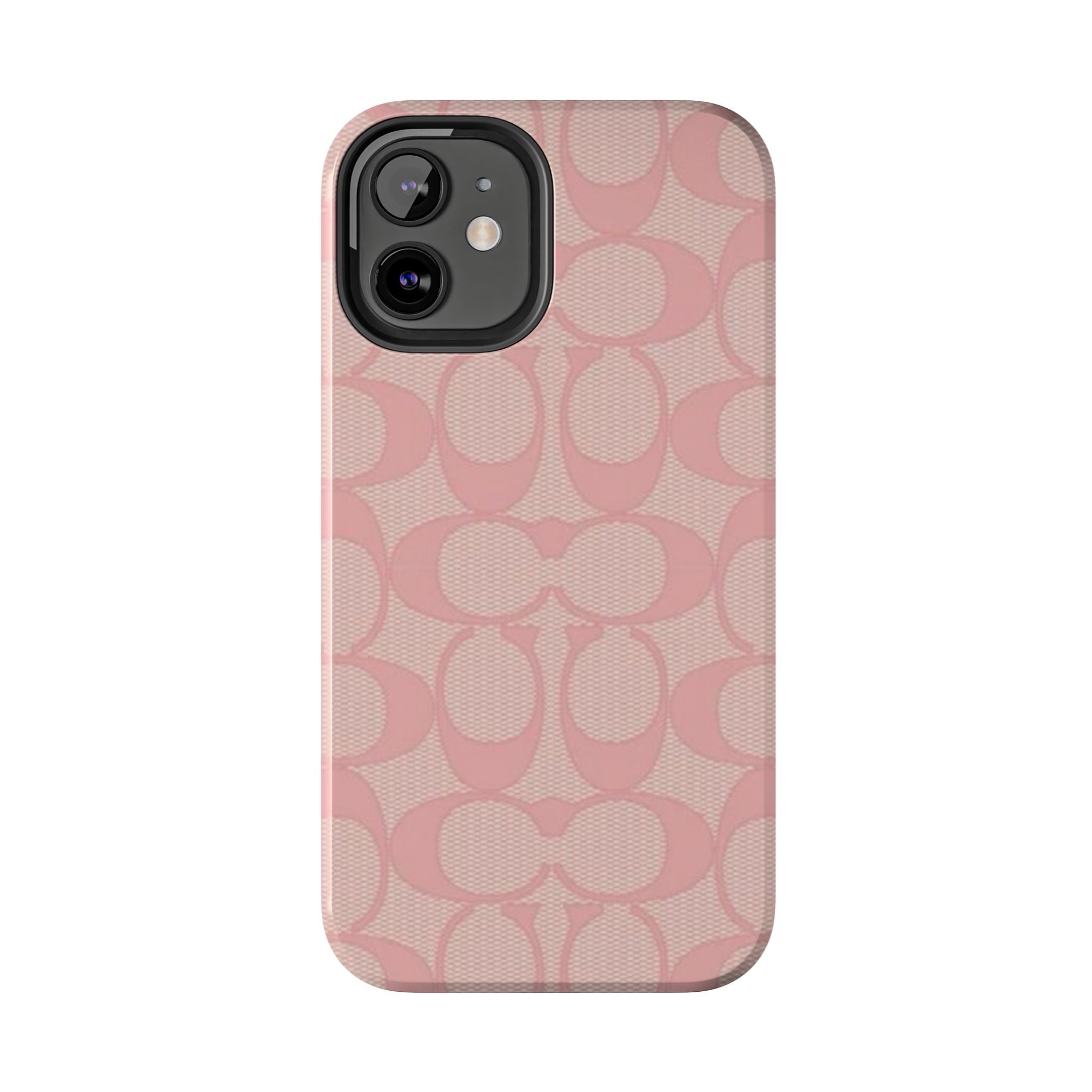 Pink Monogram Pattern Tough Phone Case — Stylish Protective iPhone Cover