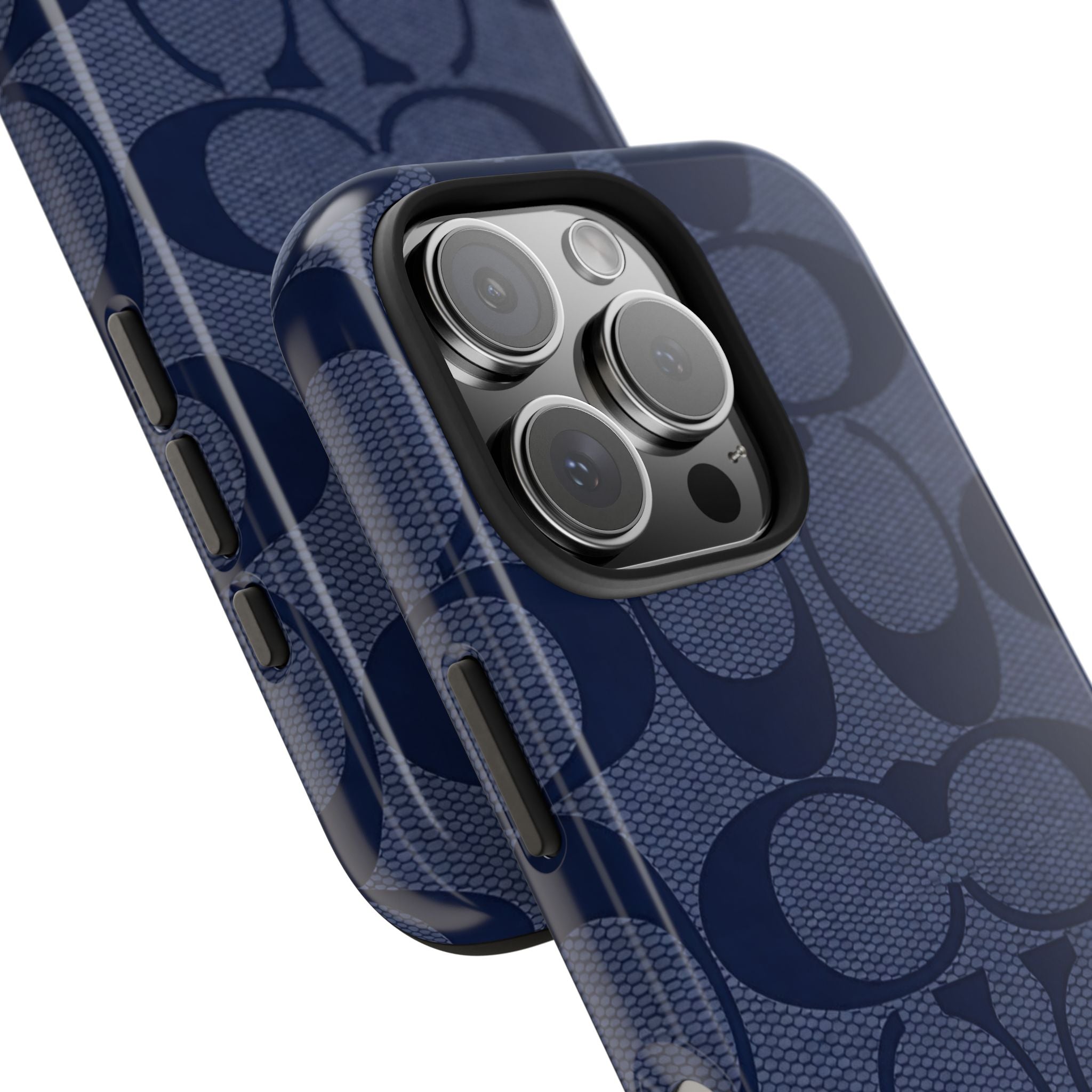 Navy Signature Pattern Tough Phone Case — Protective Designer-Inspired iPhone Case
