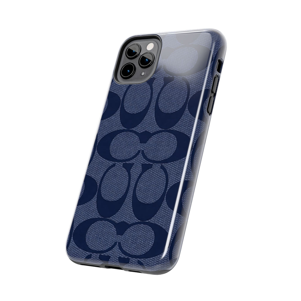 Navy Signature Pattern Tough Phone Case — Protective Designer-Inspired iPhone Case