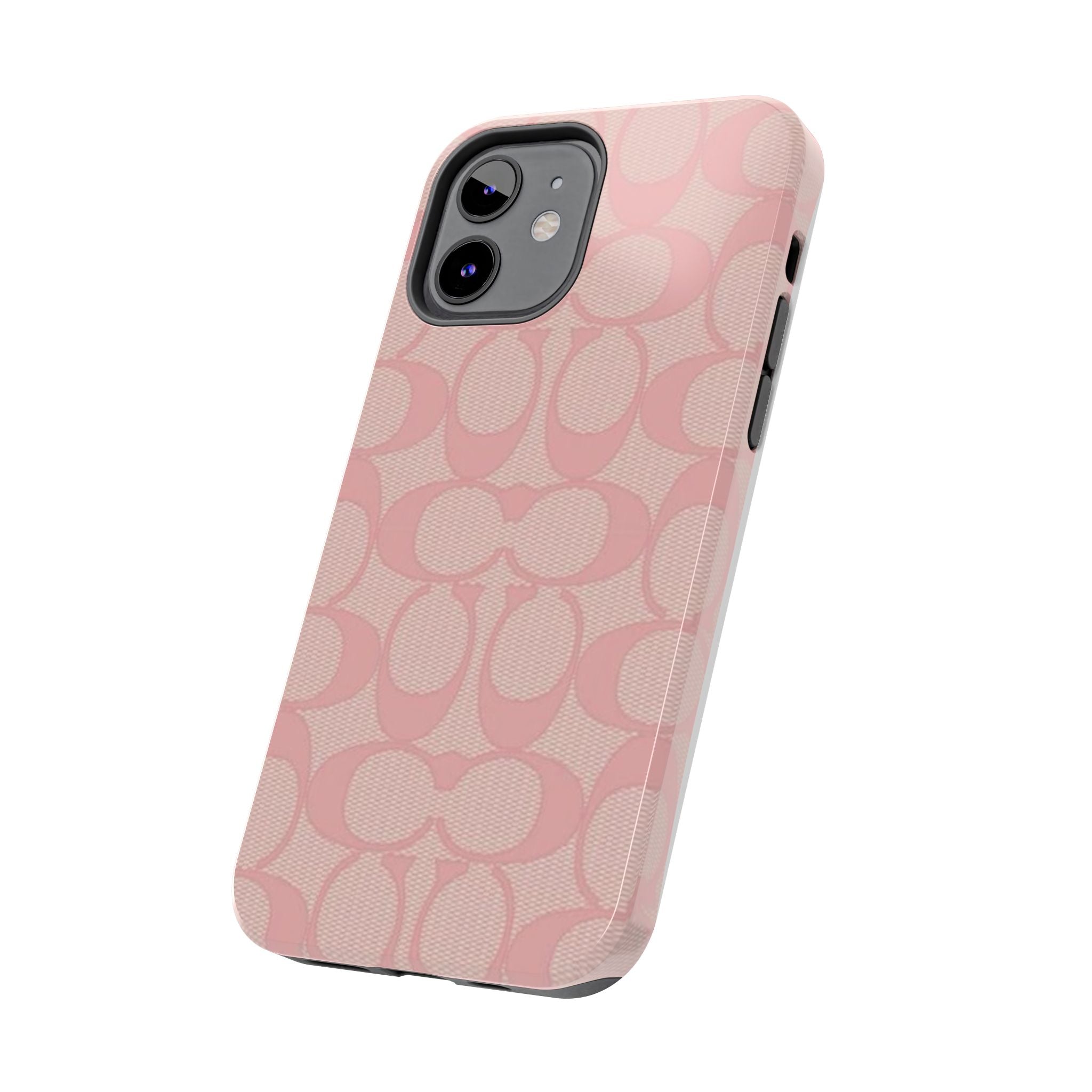 Pink Monogram Pattern Tough Phone Case — Stylish Protective iPhone Cover
