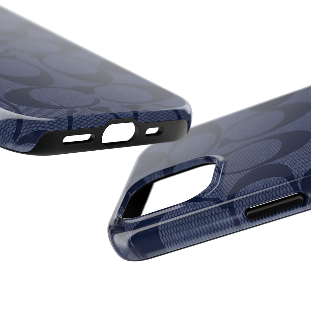 Navy Signature Pattern Tough Phone Case — Protective Designer-Inspired iPhone Case