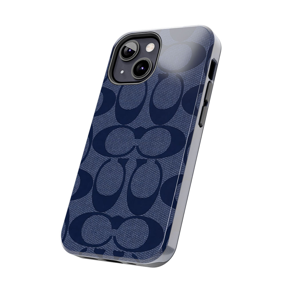 Navy Signature Pattern Tough Phone Case — Protective Designer-Inspired iPhone Case