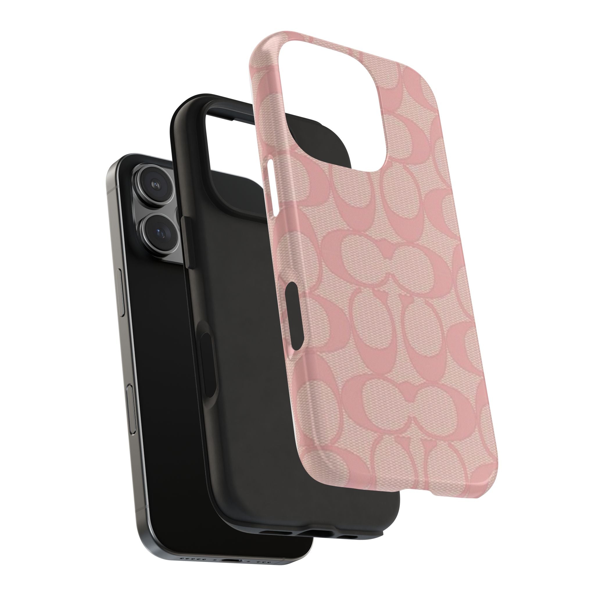 Pink Monogram Pattern Tough Phone Case — Stylish Protective iPhone Cover