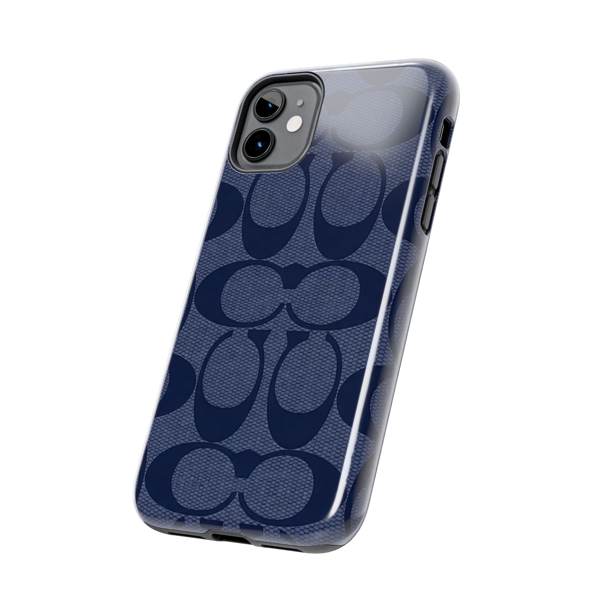 Navy Signature Pattern Tough Phone Case — Protective Designer-Inspired iPhone Case