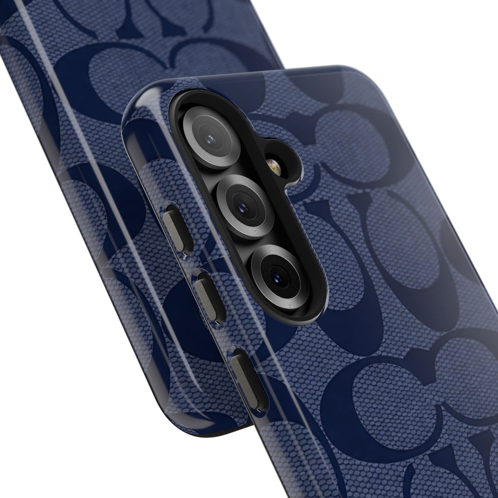 Navy Signature Pattern Tough Phone Case — Protective Designer-Inspired iPhone Case