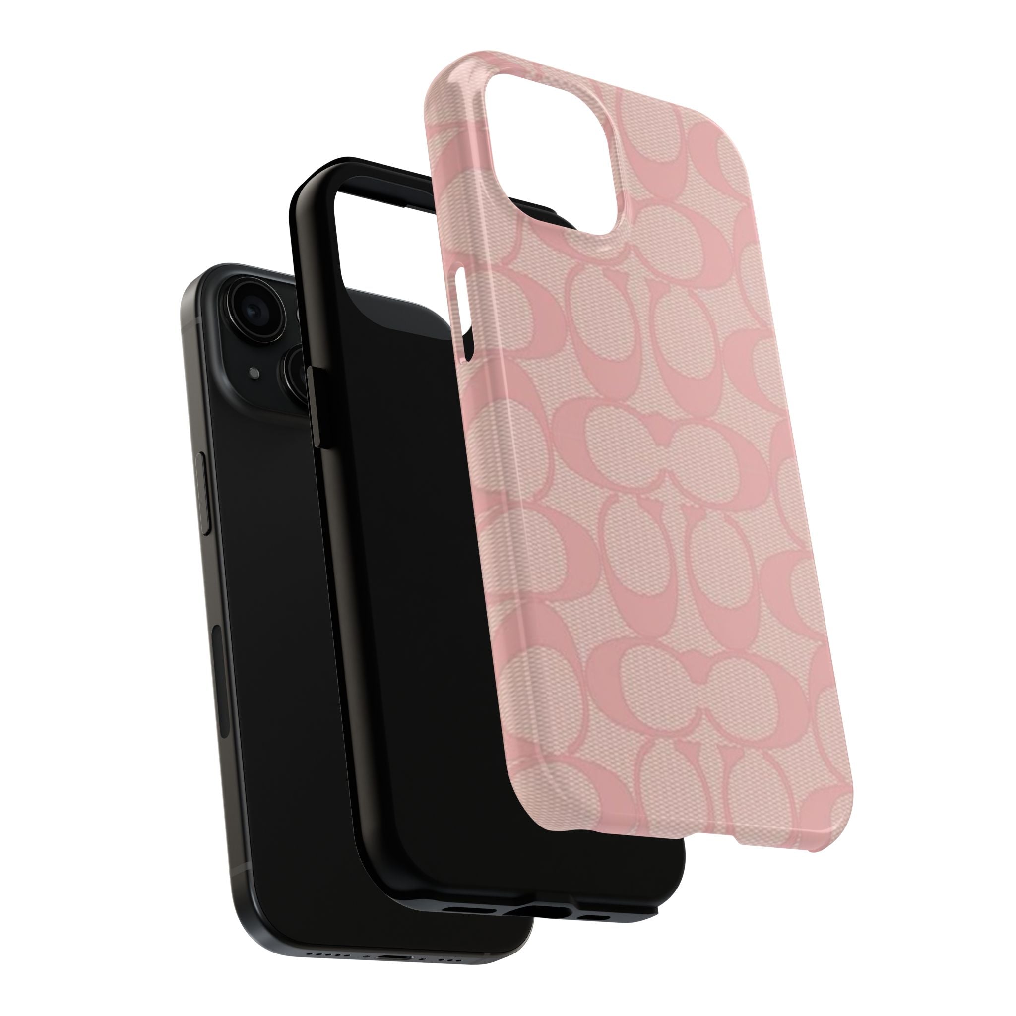 Pink Monogram Pattern Tough Phone Case — Stylish Protective iPhone Cover