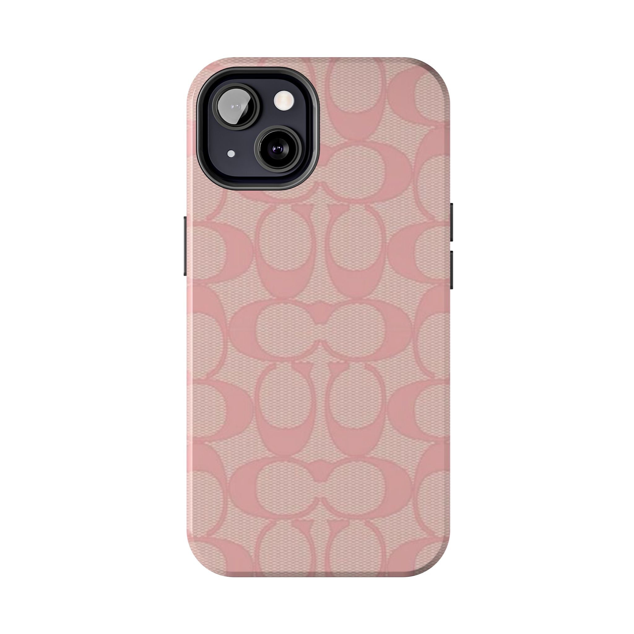 Pink Monogram Pattern Tough Phone Case — Stylish Protective iPhone Cover