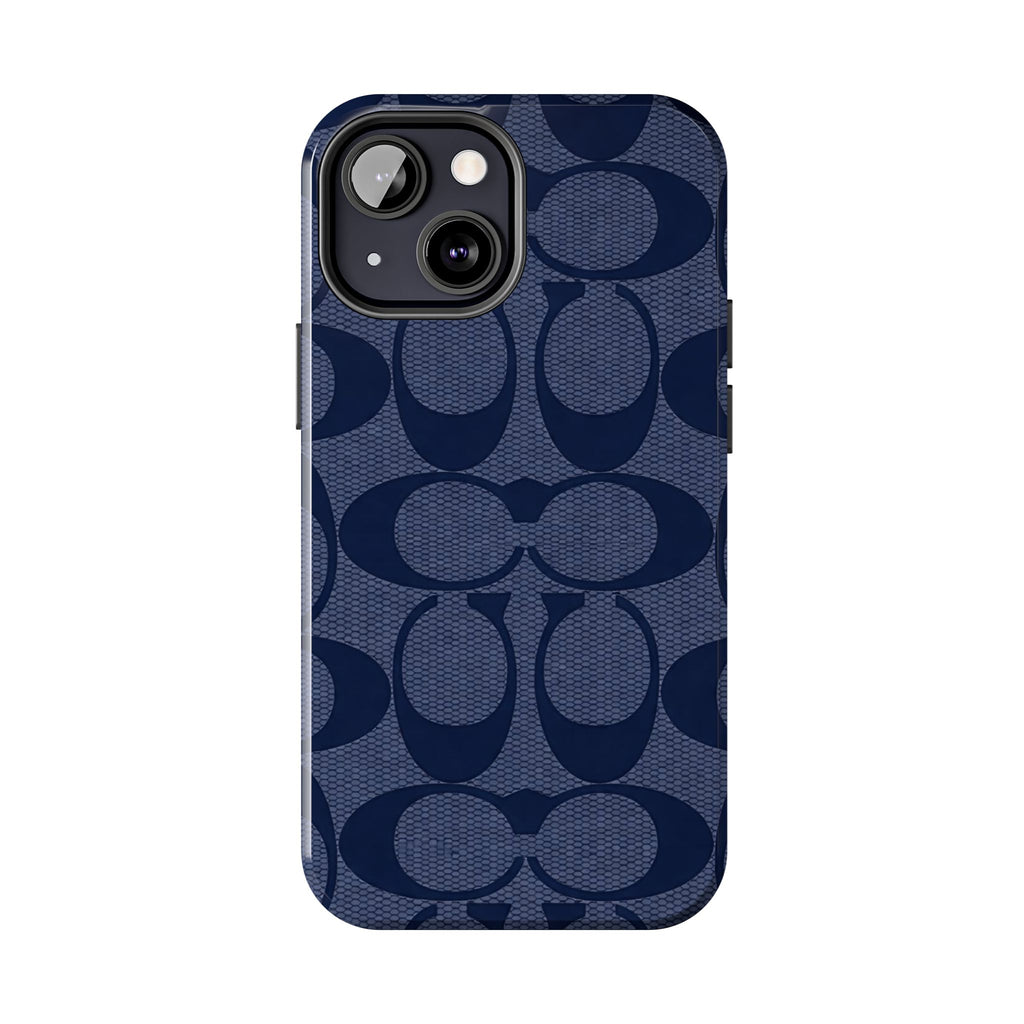 Navy Signature Pattern Tough Phone Case — Protective Designer-Inspired iPhone Case