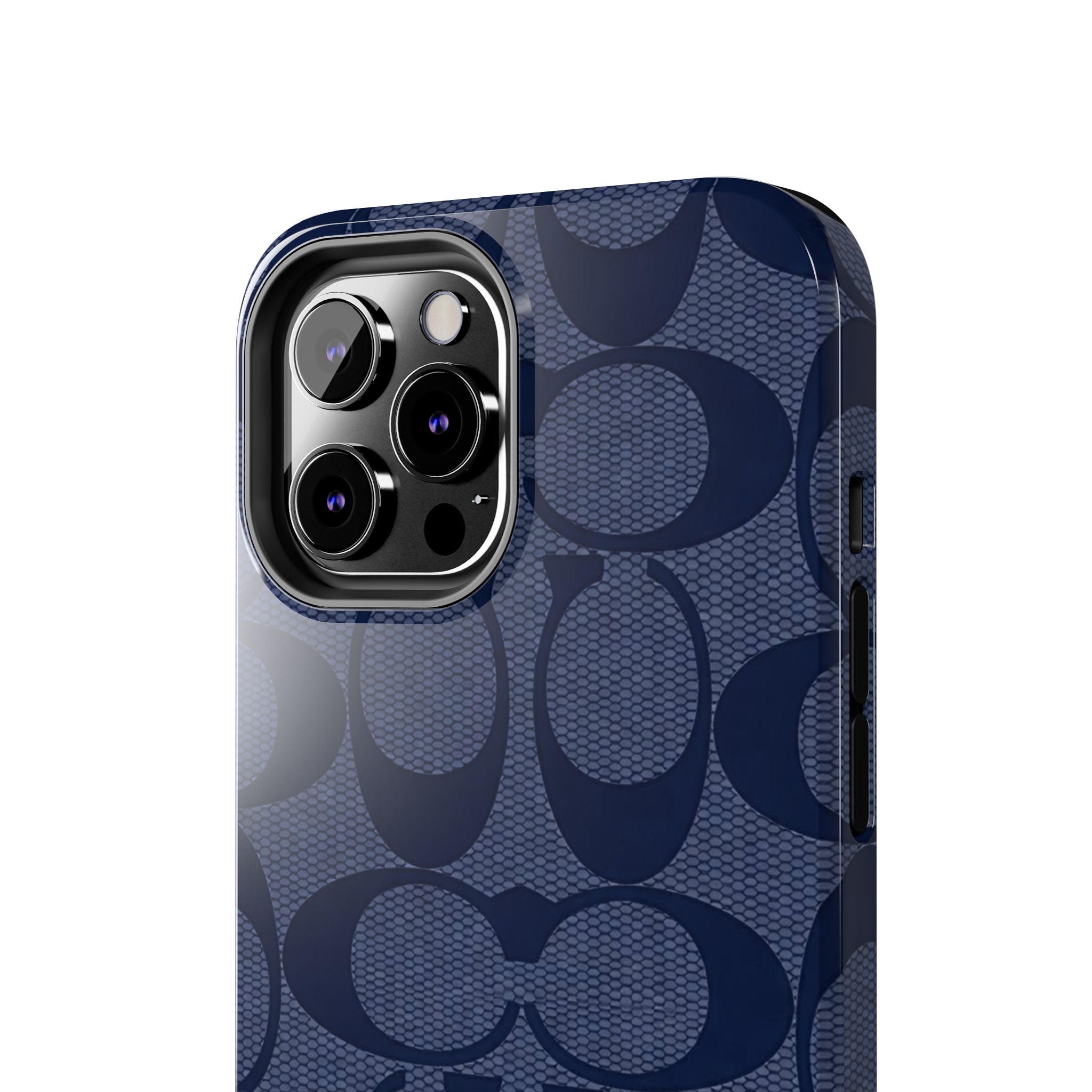 Navy Signature Pattern Tough Phone Case — Protective Designer-Inspired iPhone Case