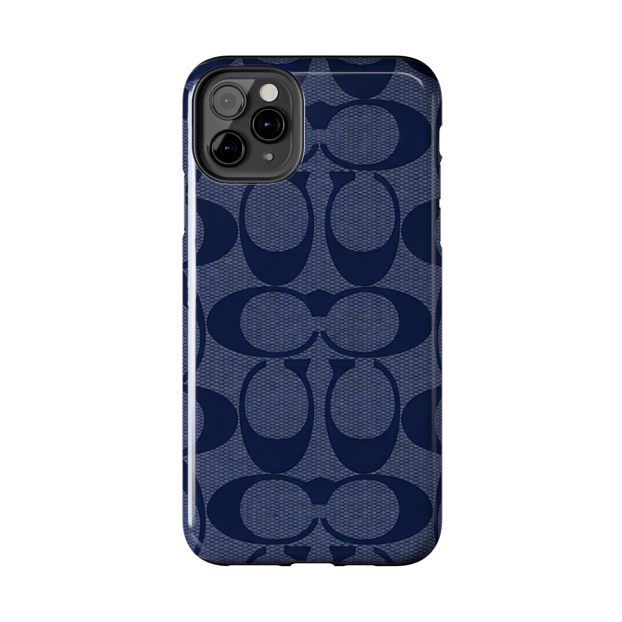 Navy Signature Pattern Tough Phone Case — Protective Designer-Inspired iPhone Case