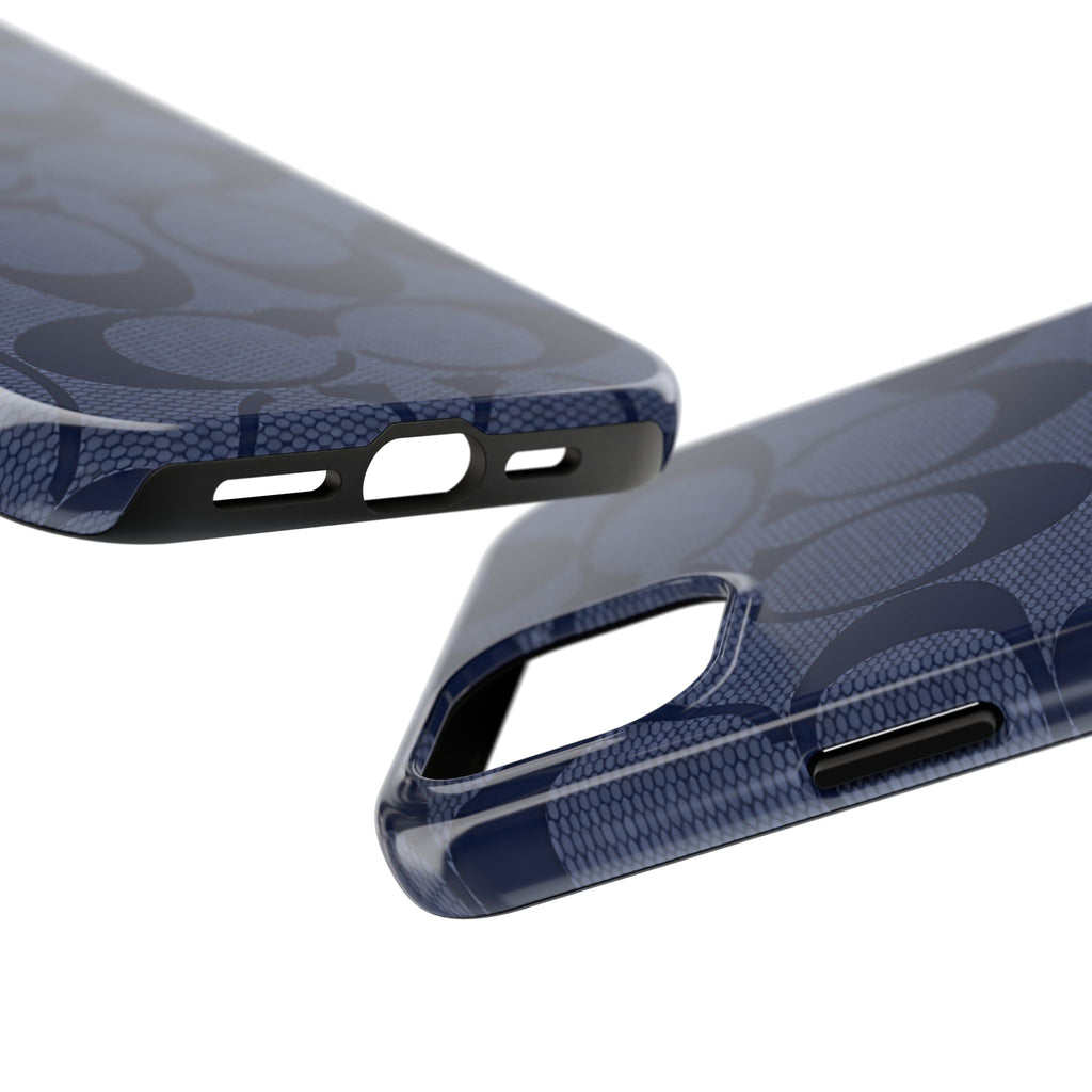 Navy Signature Pattern Tough Phone Case — Protective Designer-Inspired iPhone Case