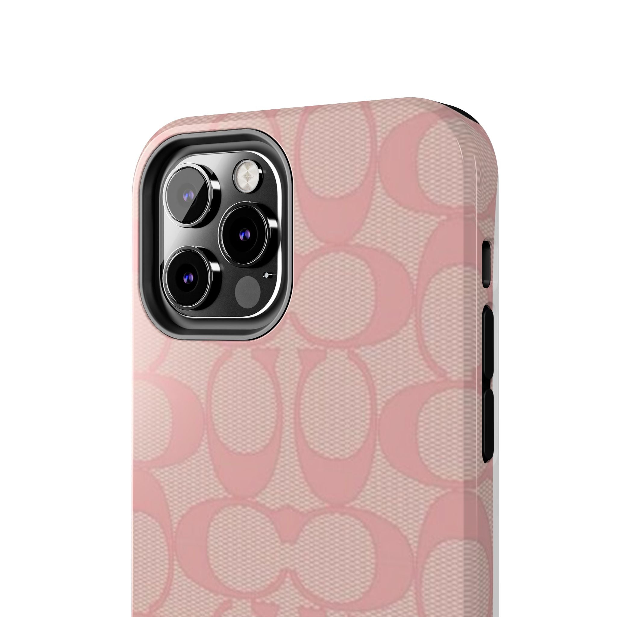 Pink Monogram Pattern Tough Phone Case — Stylish Protective iPhone Cover