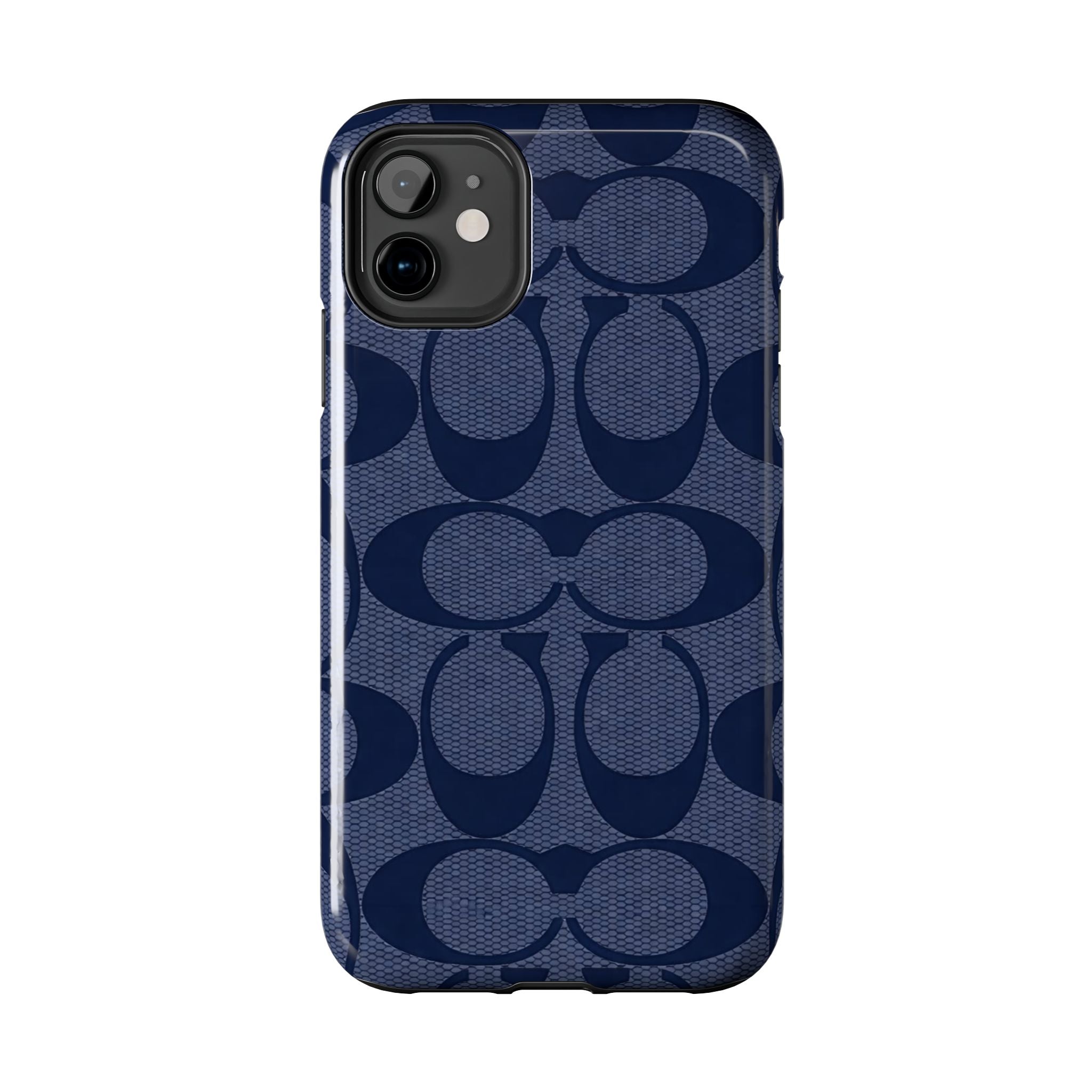 Navy Signature Pattern Tough Phone Case — Protective Designer-Inspired iPhone Case