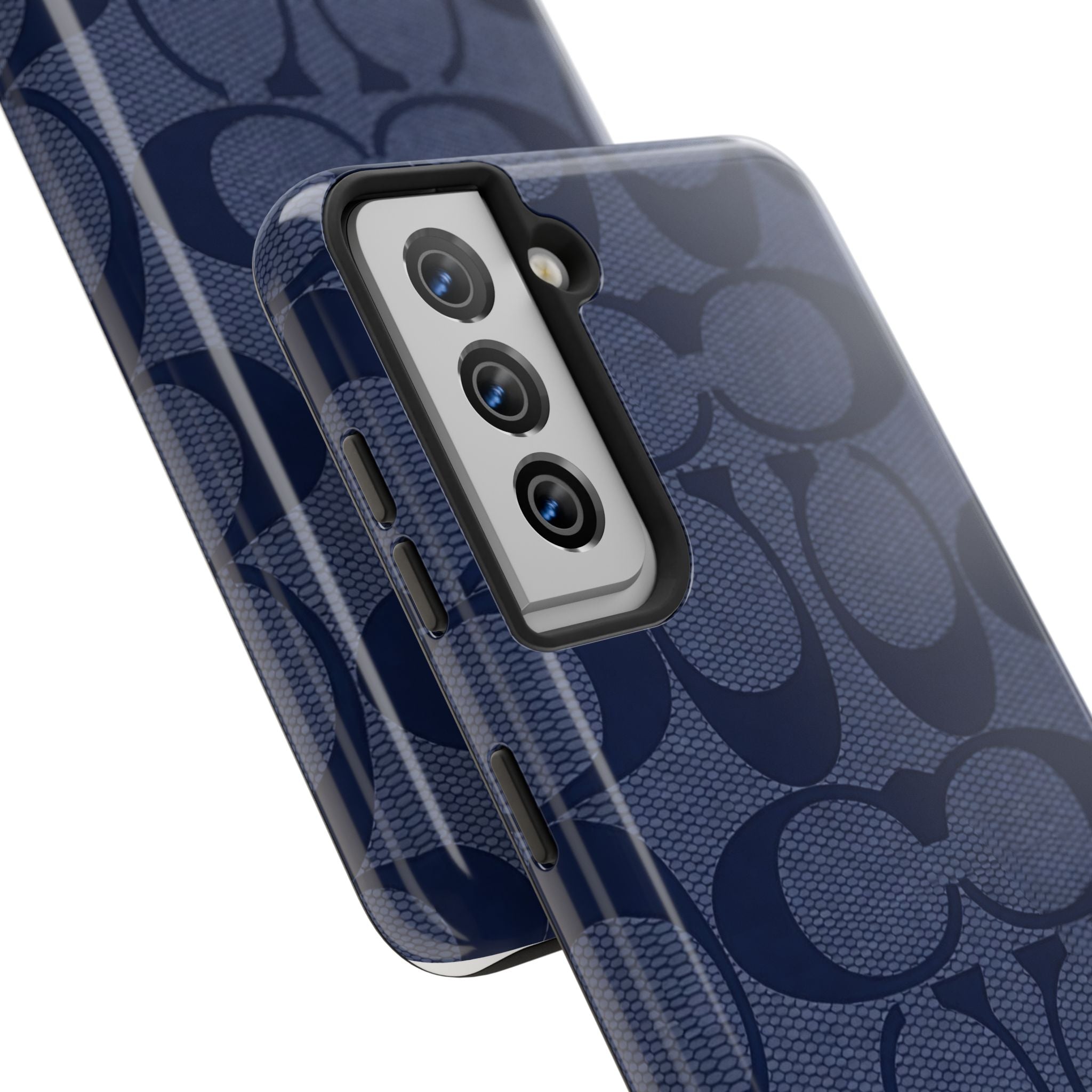 Navy Signature Pattern Tough Phone Case — Protective Designer-Inspired iPhone Case