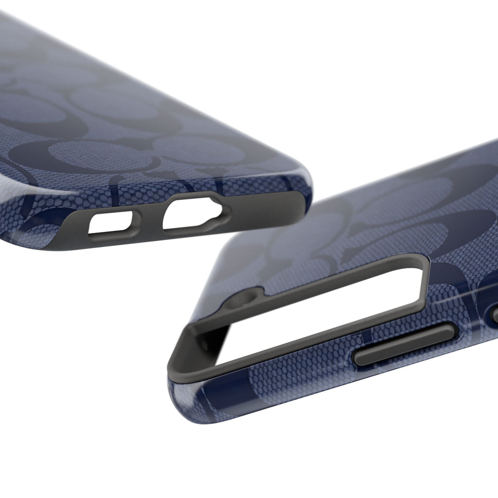 Navy Signature Pattern Tough Phone Case — Protective Designer-Inspired iPhone Case