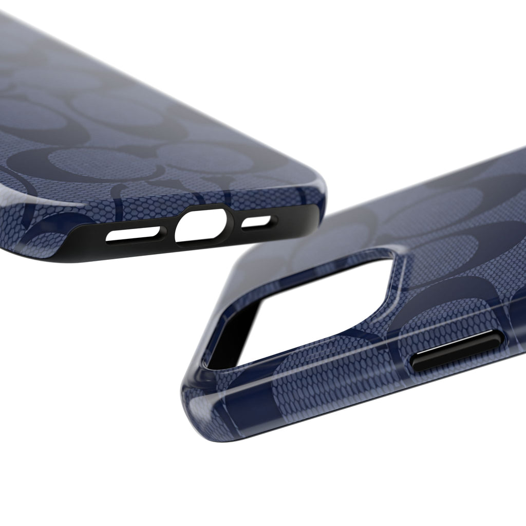 Navy Signature Pattern Tough Phone Case — Protective Designer-Inspired iPhone Case