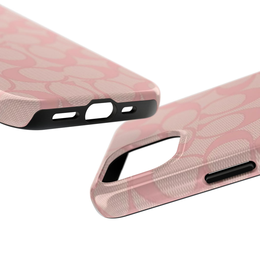 Pink Monogram Pattern Tough Phone Case — Stylish Protective iPhone Cover