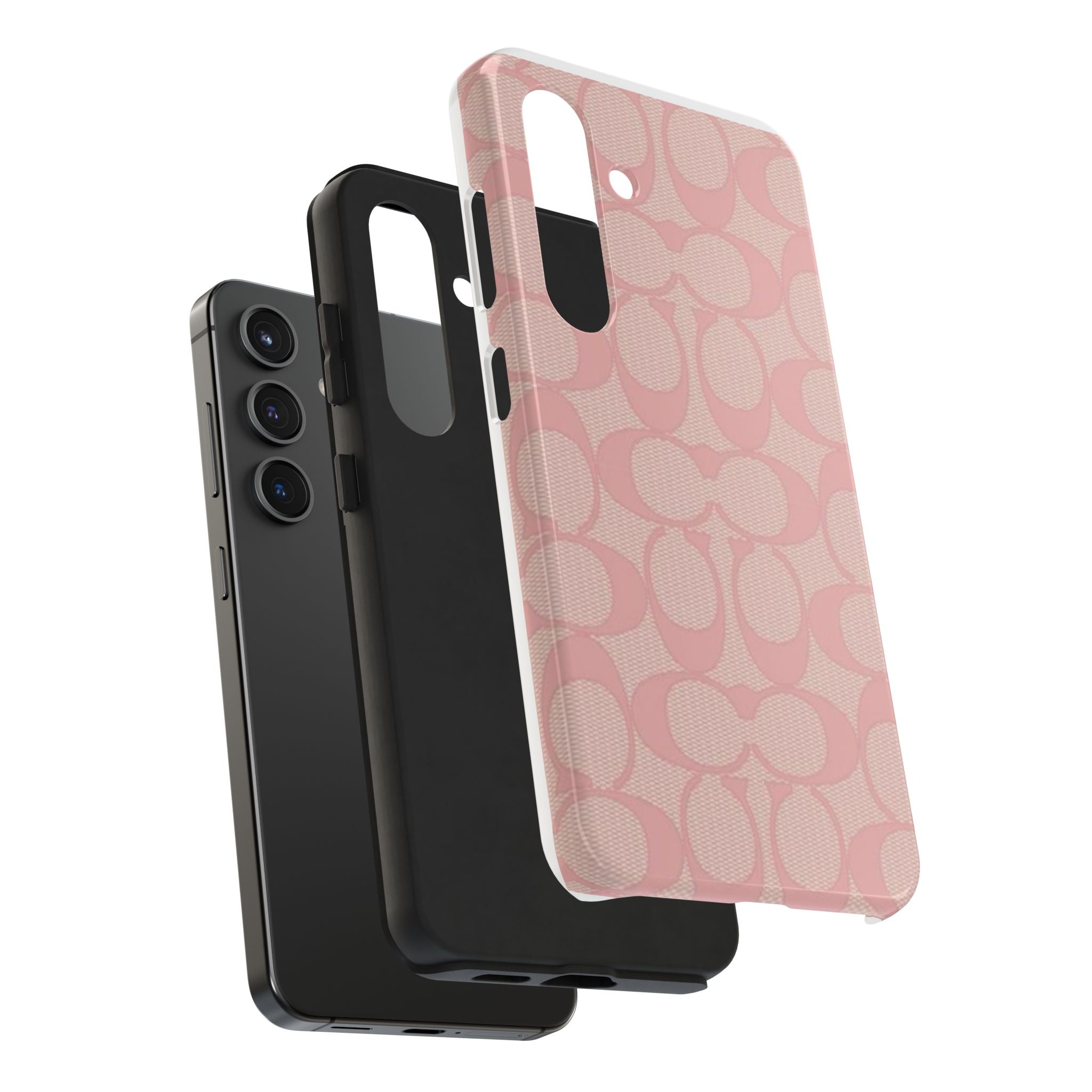 Pink Monogram Pattern Tough Phone Case — Stylish Protective iPhone Cover