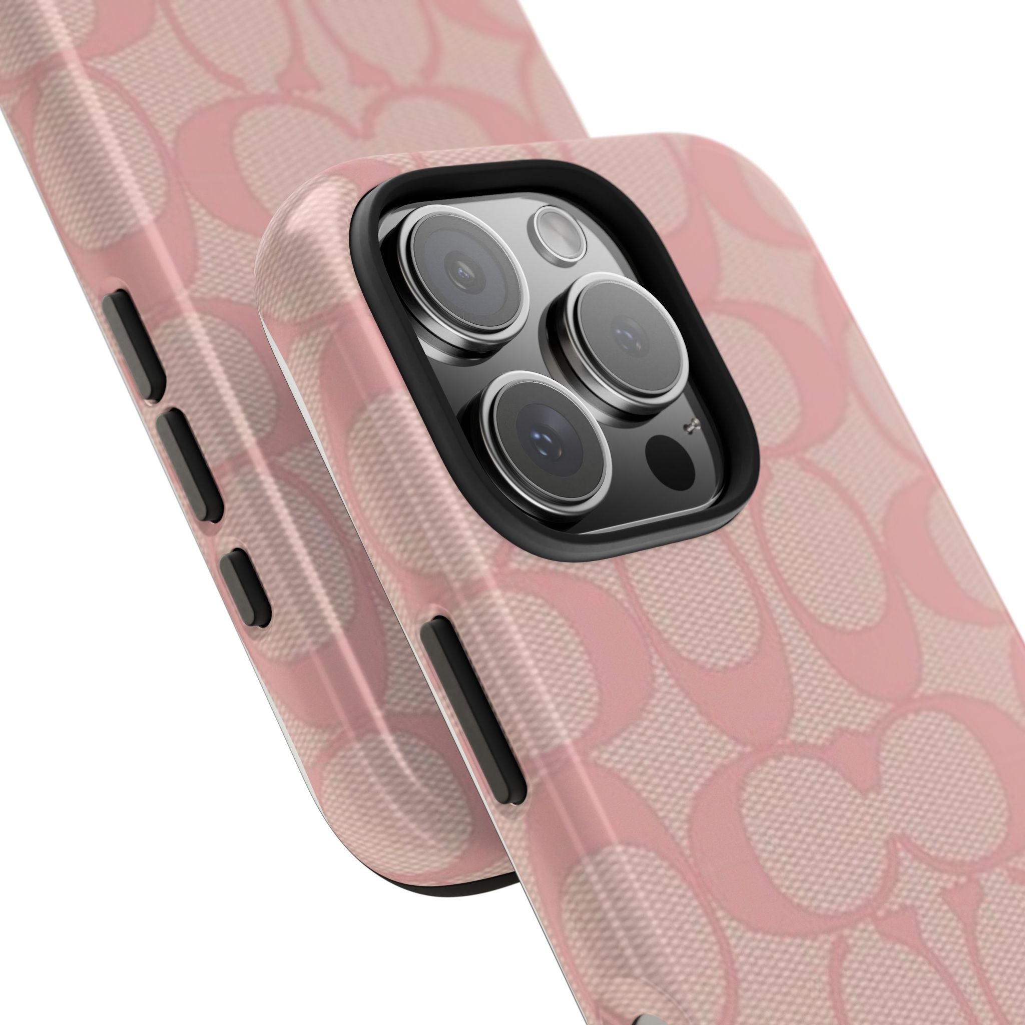 Pink Monogram Pattern Tough Phone Case — Stylish Protective iPhone Cover