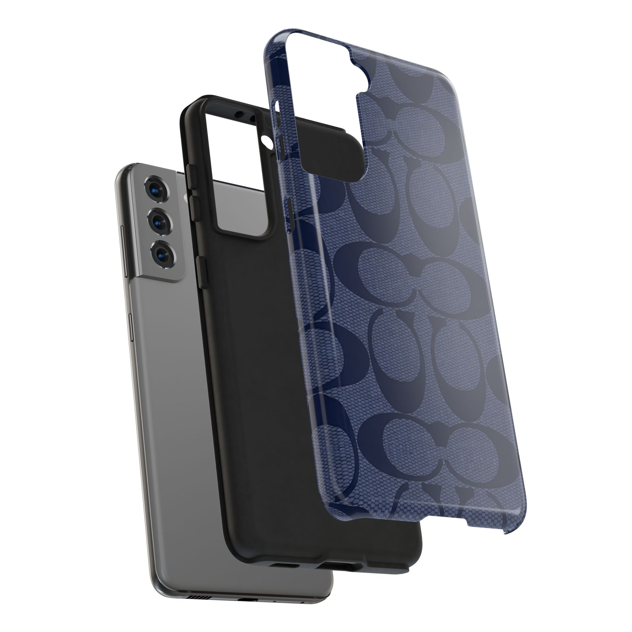 Navy Signature Pattern Tough Phone Case — Protective Designer-Inspired iPhone Case