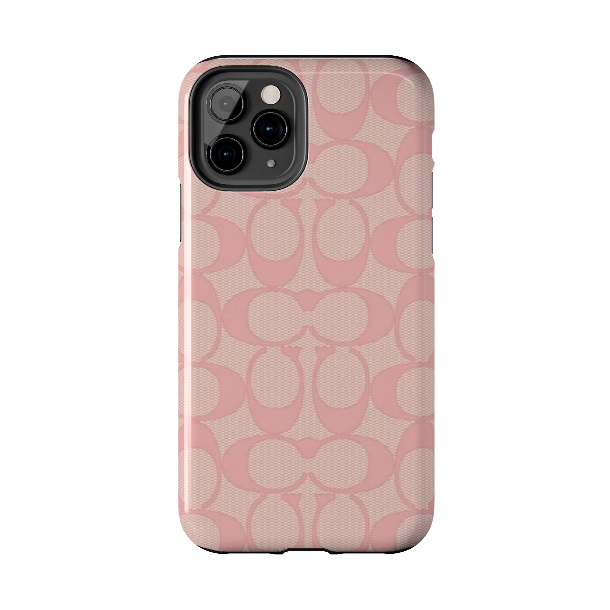 Pink Monogram Pattern Tough Phone Case — Stylish Protective iPhone Cover