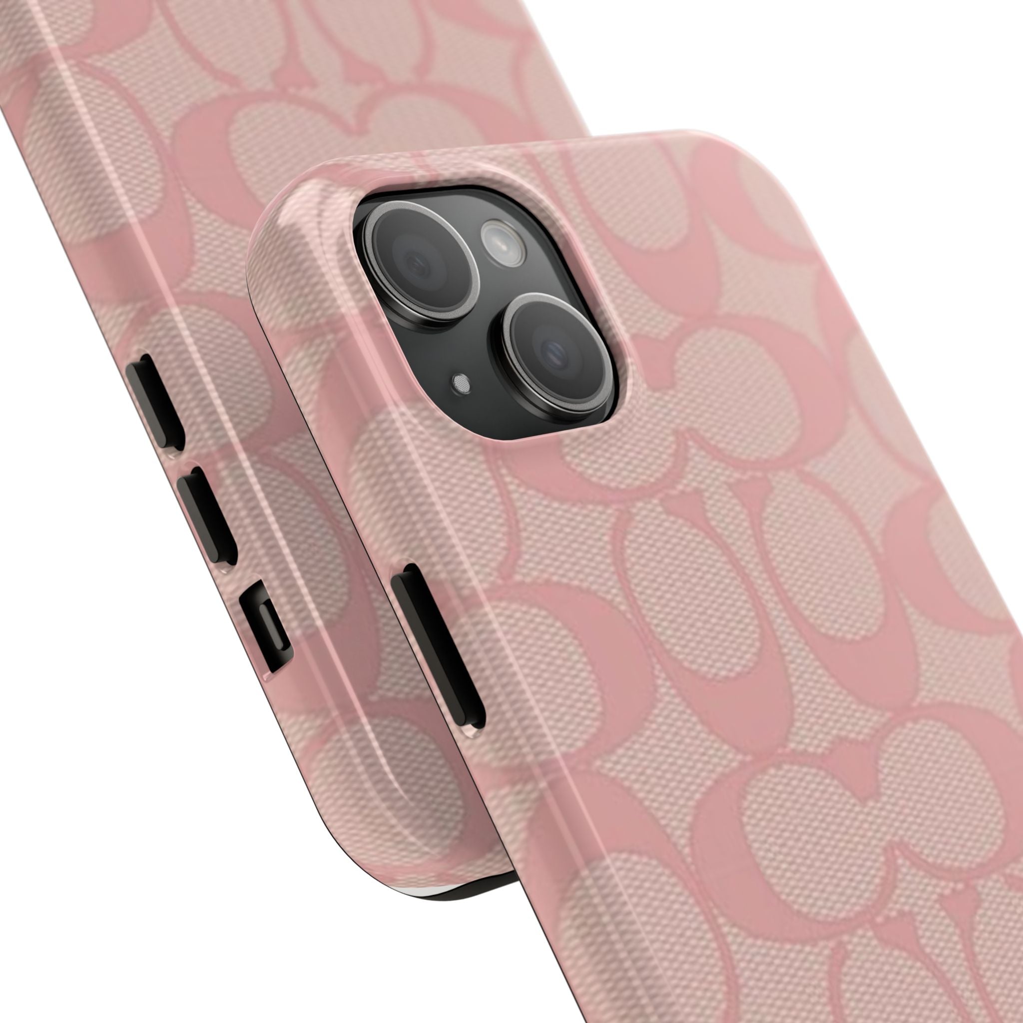 Pink Monogram Pattern Tough Phone Case — Stylish Protective iPhone Cover