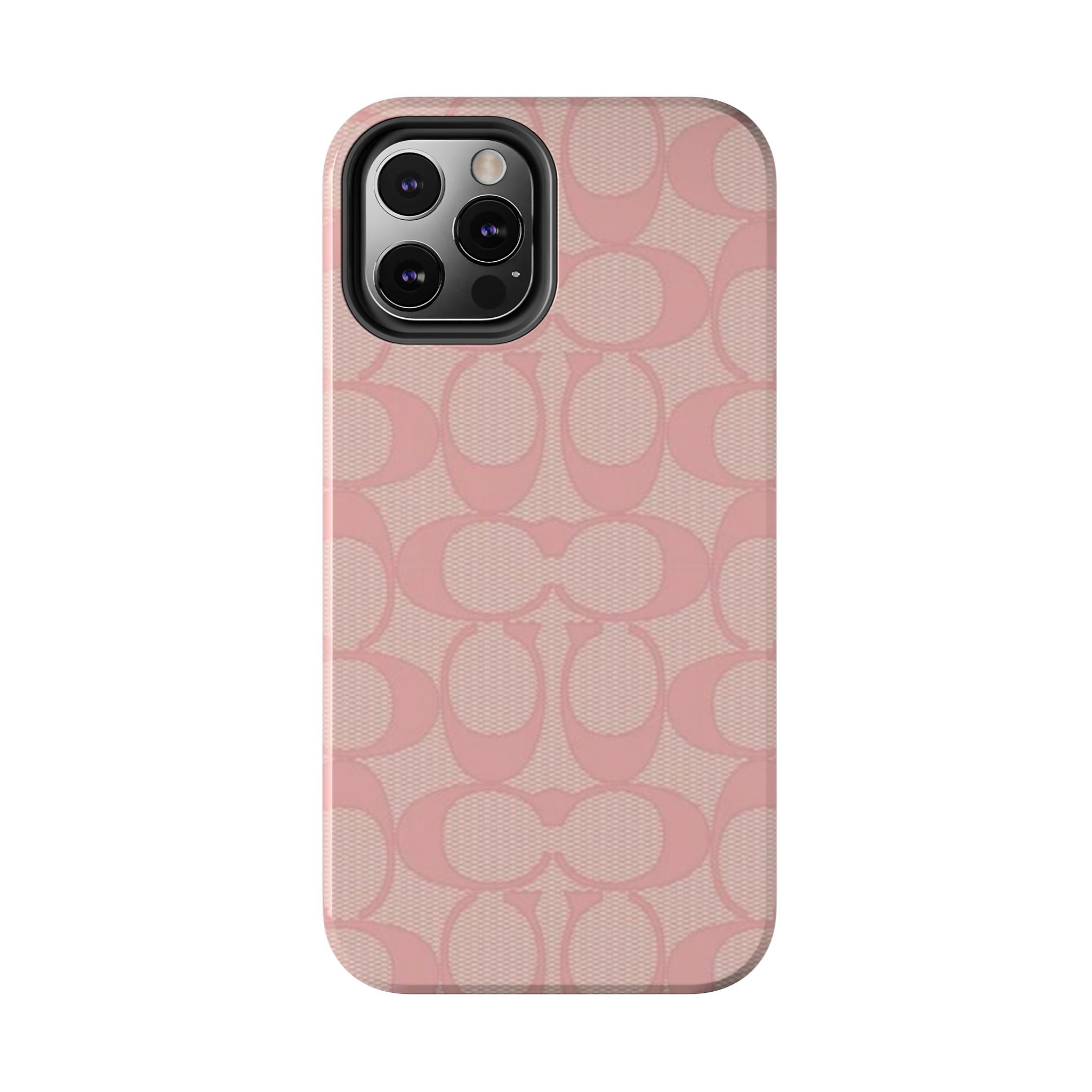 Pink Monogram Pattern Tough Phone Case — Stylish Protective iPhone Cover
