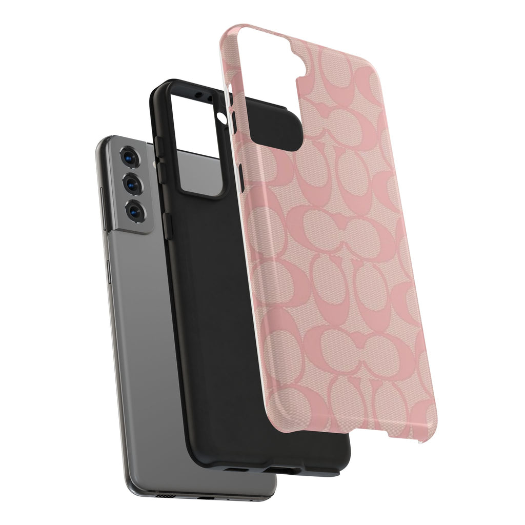 Pink Monogram Pattern Tough Phone Case — Stylish Protective iPhone Cover