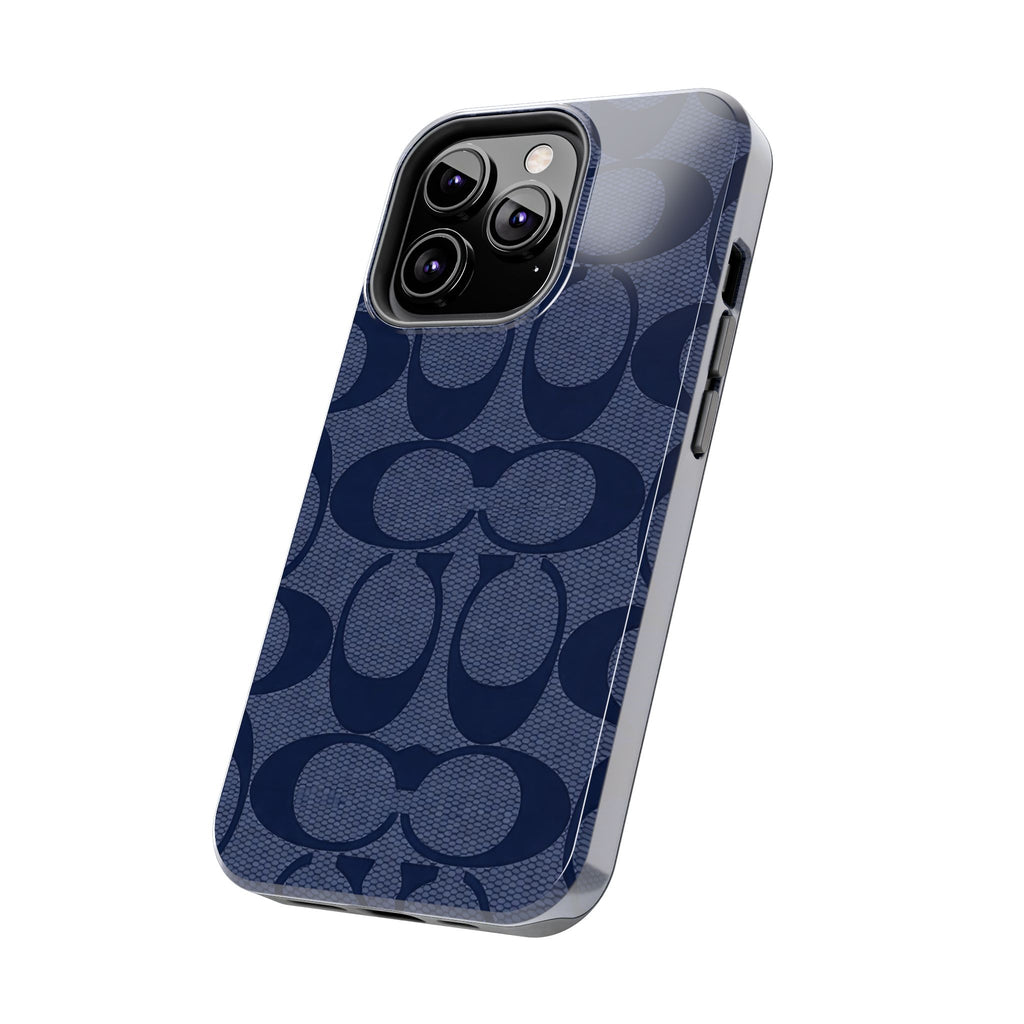 Navy Signature Pattern Tough Phone Case — Protective Designer-Inspired iPhone Case