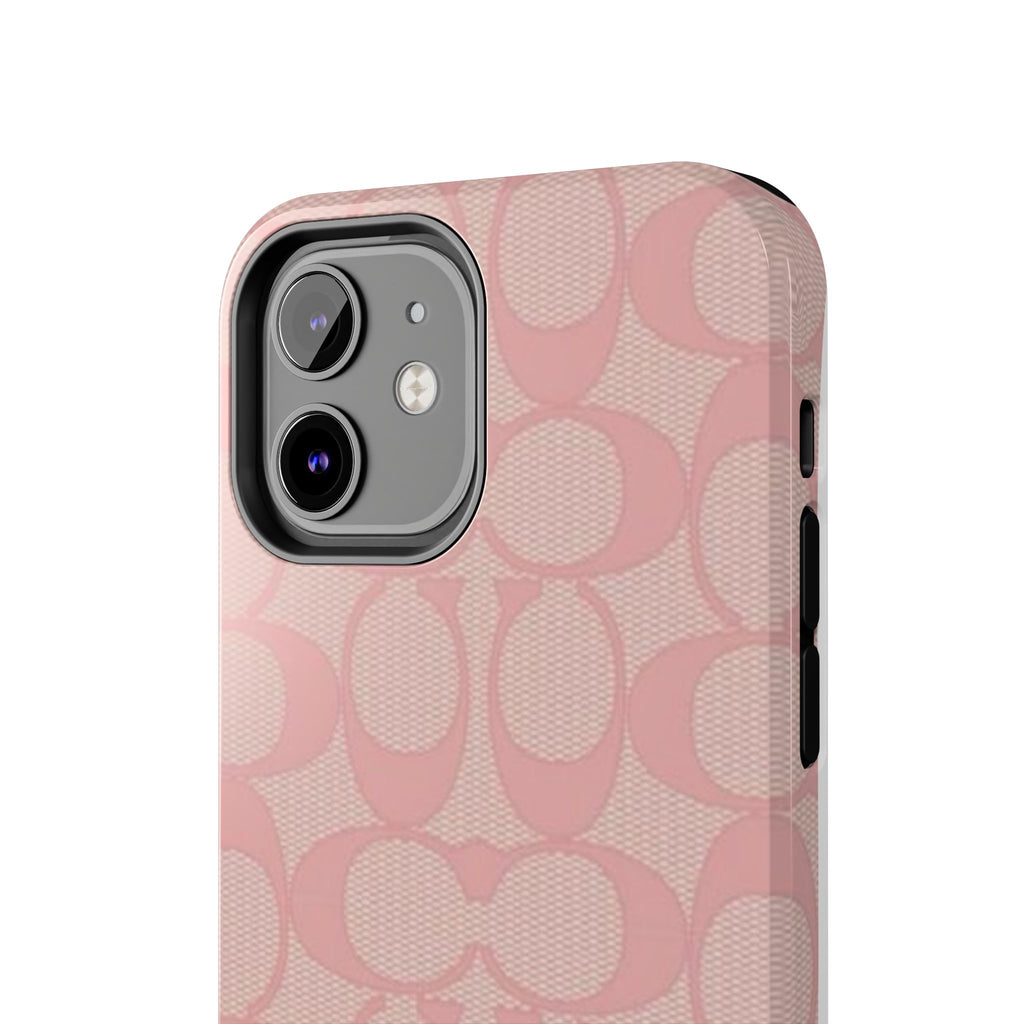 Pink Monogram Pattern Tough Phone Case — Stylish Protective iPhone Cover