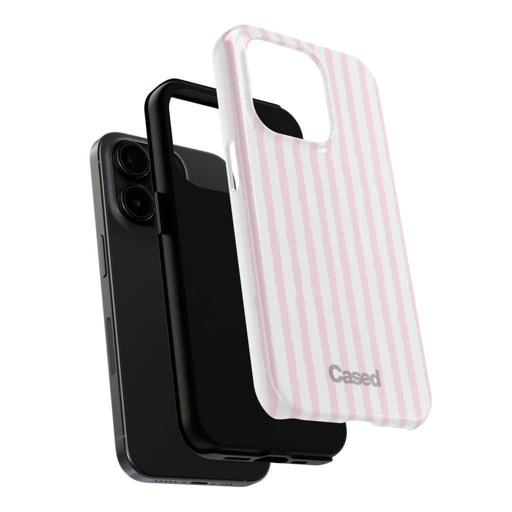 Pink Pastel Stripe Tough Phone Case — Protective iPhone Cover