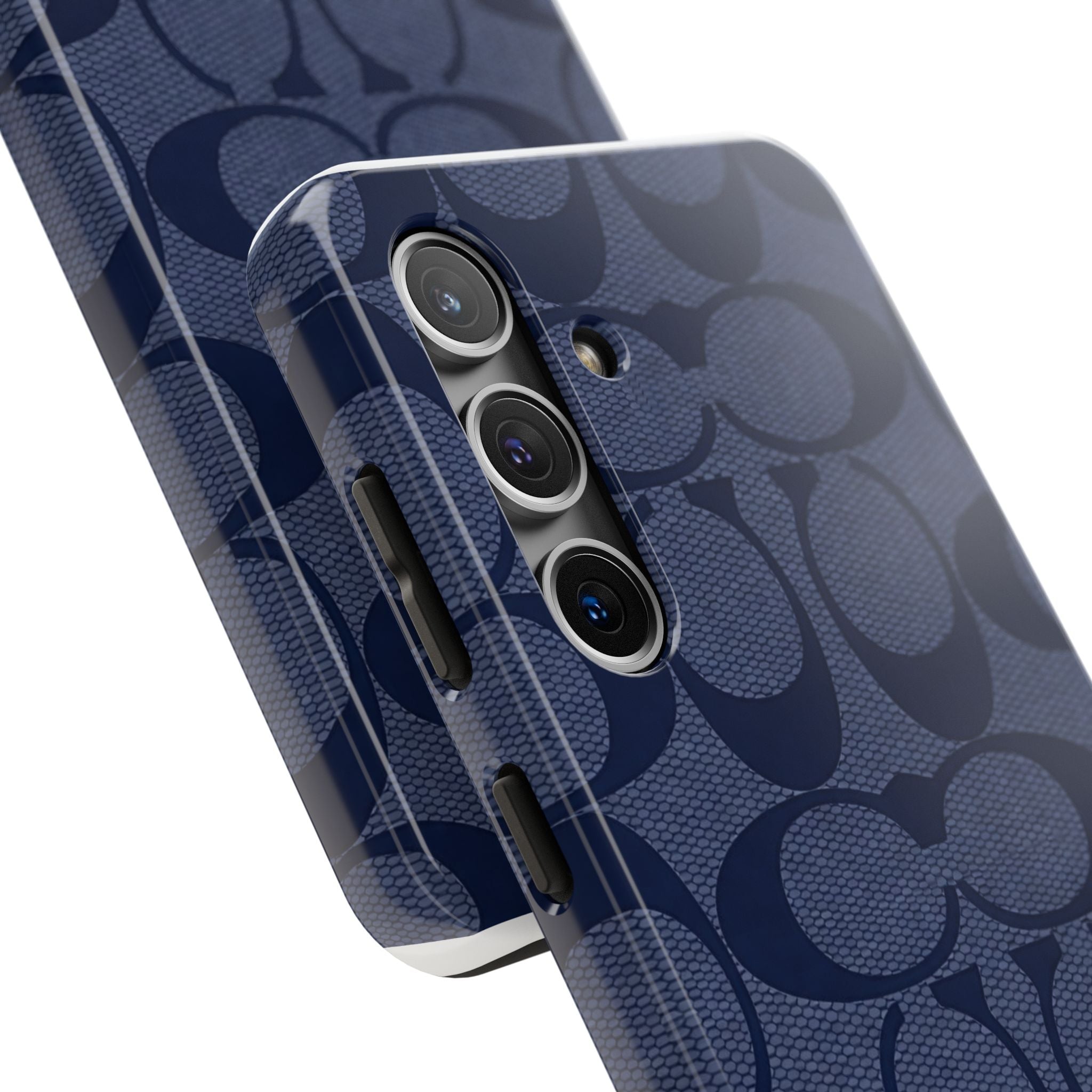 Navy Signature Pattern Tough Phone Case — Protective Designer-Inspired iPhone Case