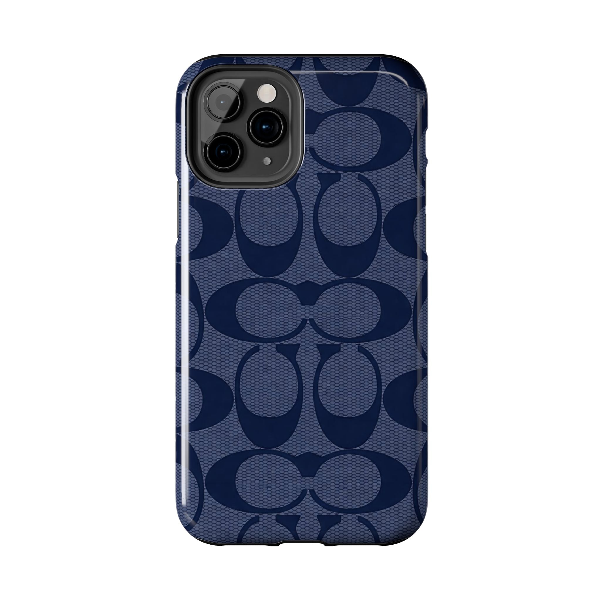 Navy Signature Pattern Tough Phone Case — Protective Designer-Inspired iPhone Case
