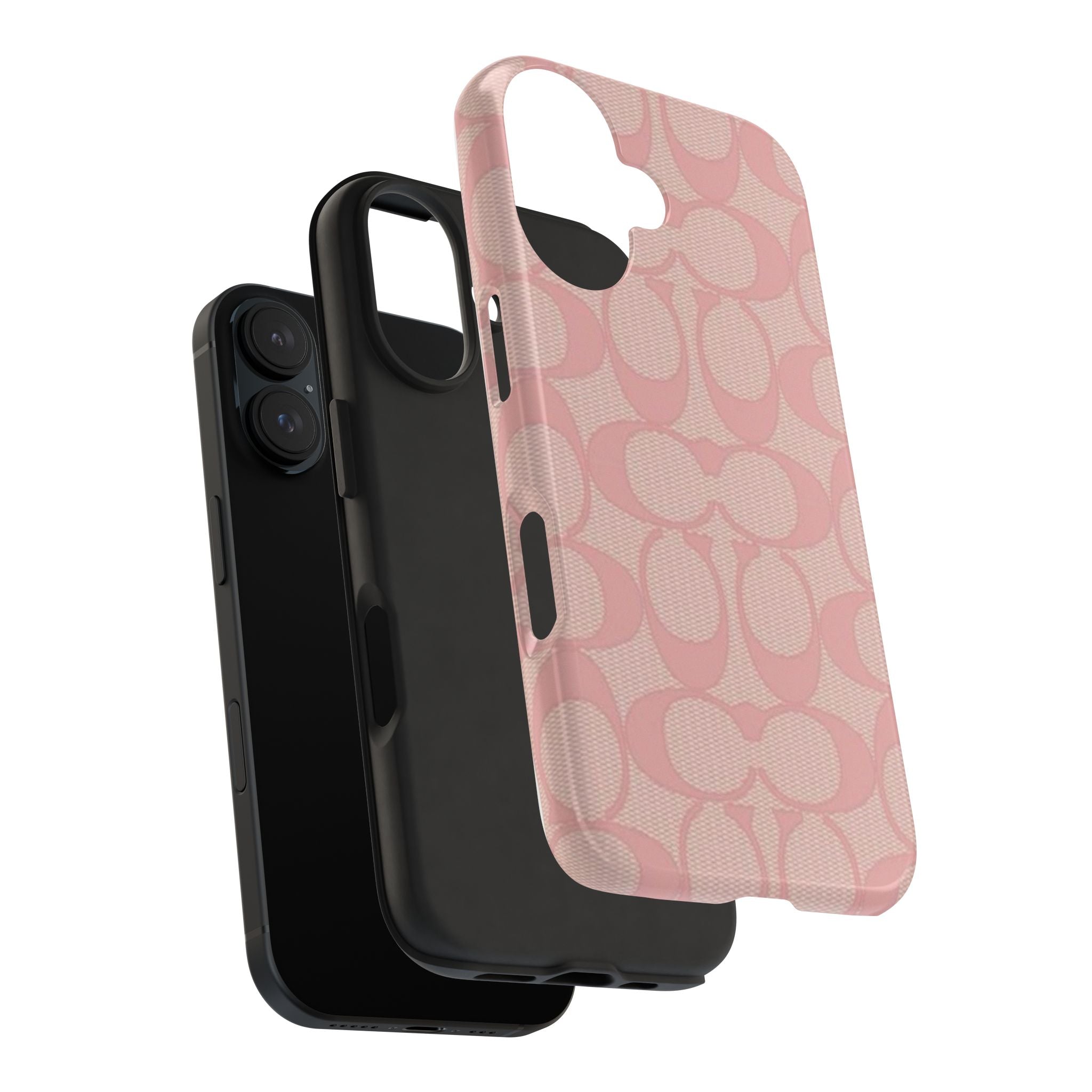 Pink Monogram Pattern Tough Phone Case — Stylish Protective iPhone Cover