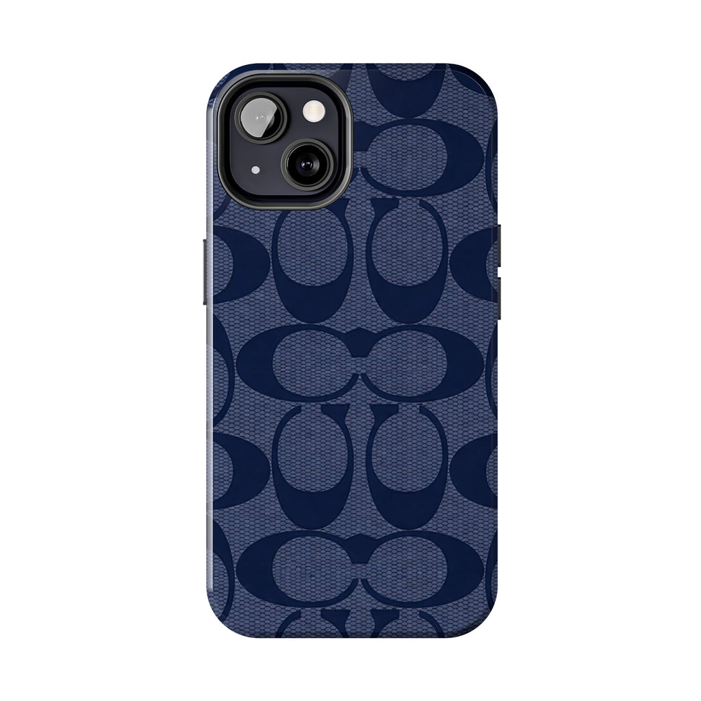 Navy Signature Pattern Tough Phone Case — Protective Designer-Inspired iPhone Case