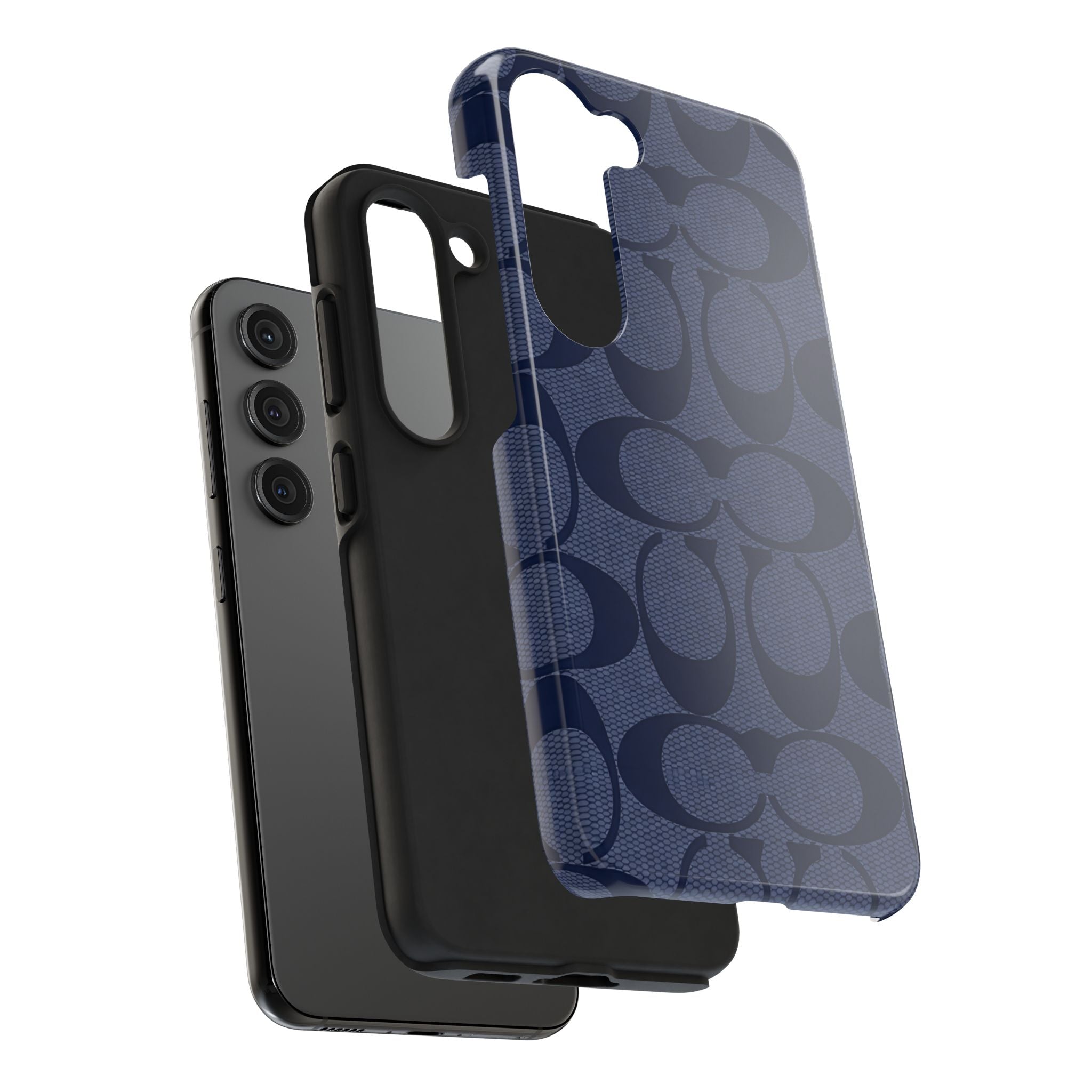 Navy Signature Pattern Tough Phone Case — Protective Designer-Inspired iPhone Case