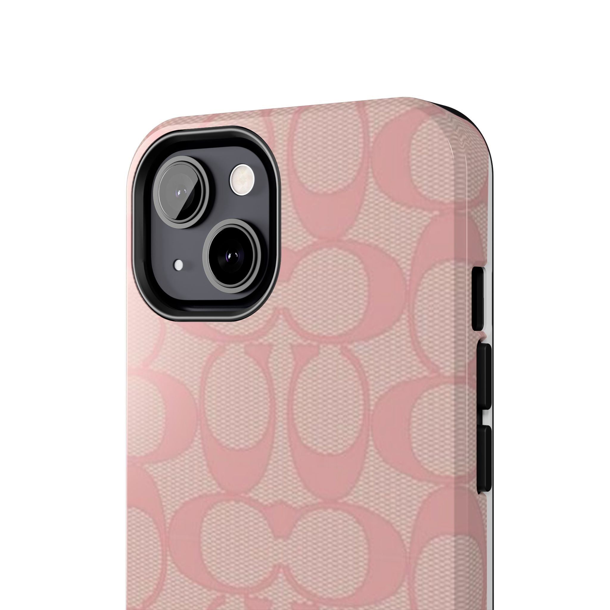 Pink Monogram Pattern Tough Phone Case — Stylish Protective iPhone Cover