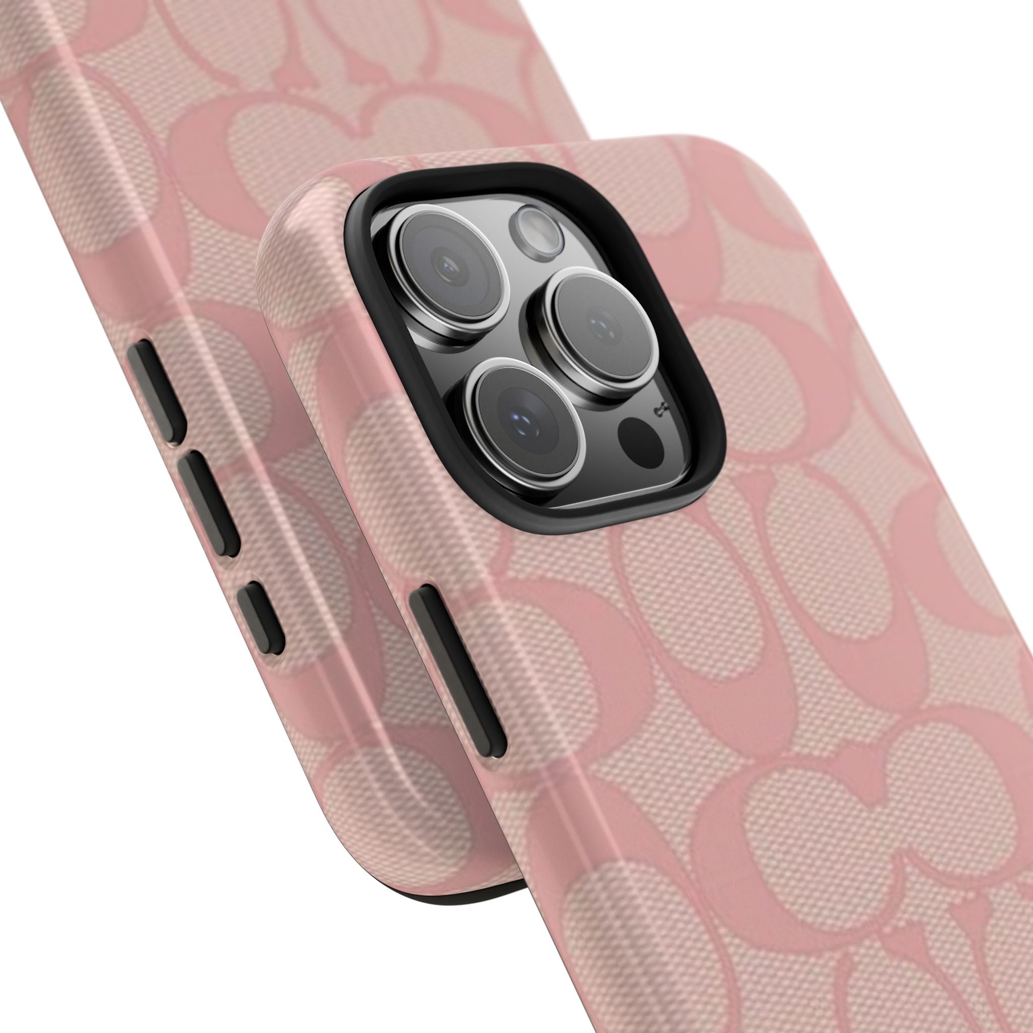 Pink Monogram Pattern Tough Phone Case — Stylish Protective iPhone Cover