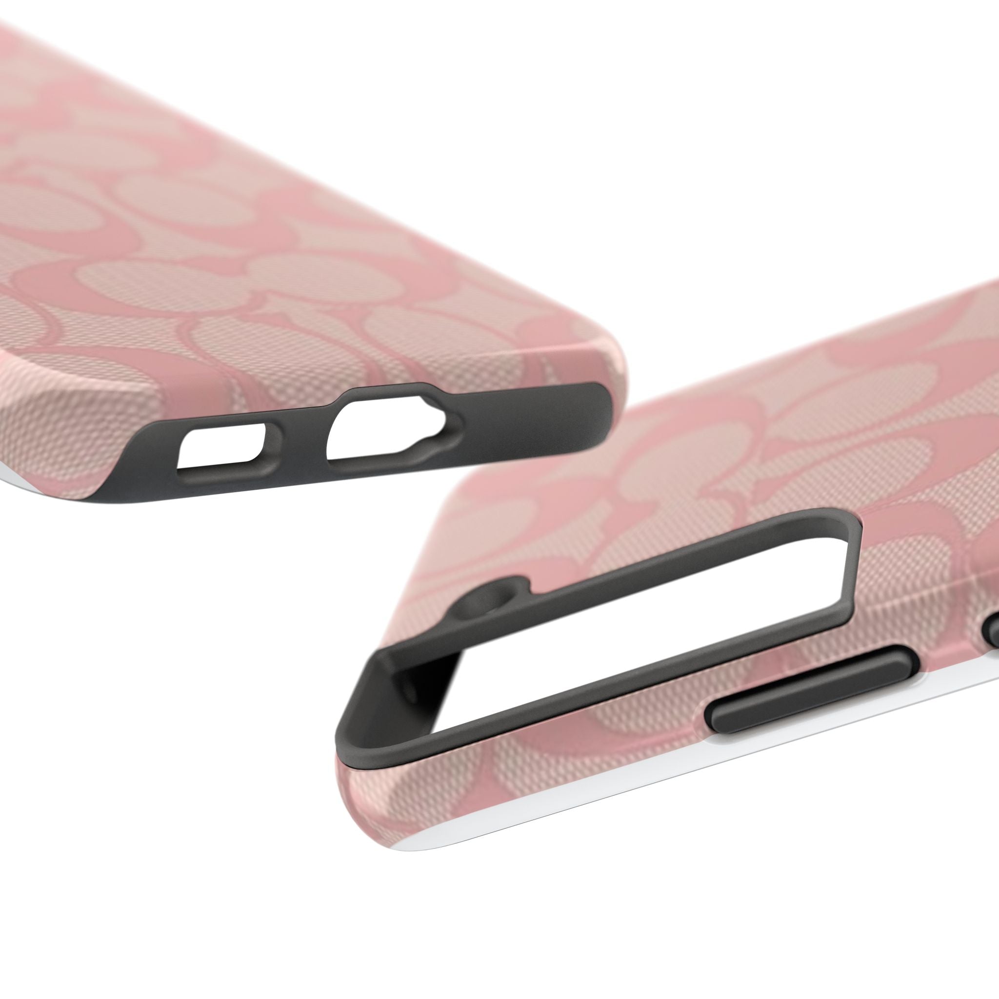 Pink Monogram Pattern Tough Phone Case — Stylish Protective iPhone Cover