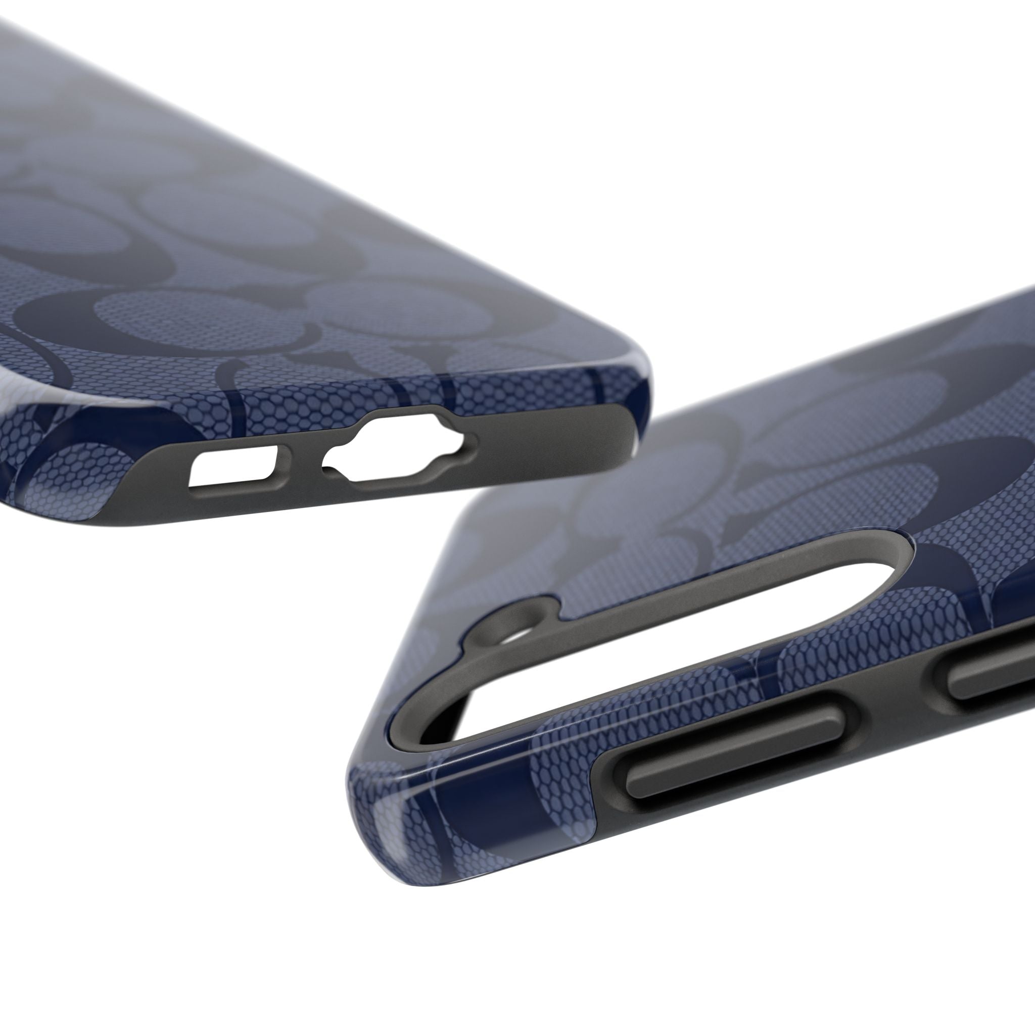 Navy Signature Pattern Tough Phone Case — Protective Designer-Inspired iPhone Case