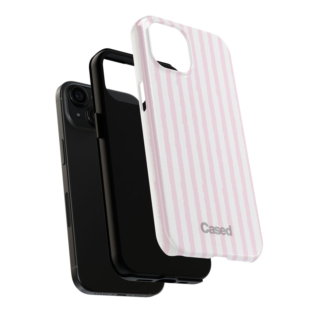 Pink Pastel Stripe Tough Phone Case — Protective iPhone Cover