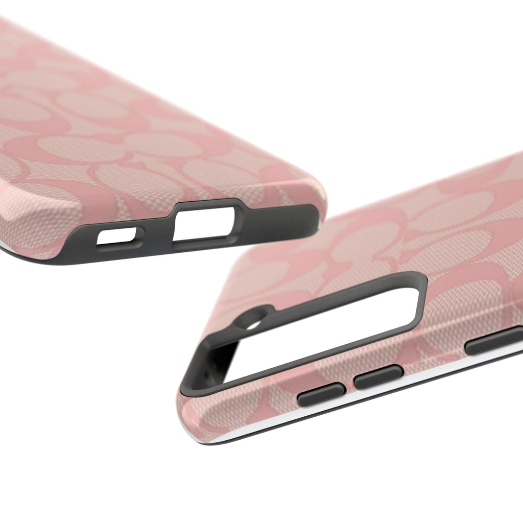 Pink Monogram Pattern Tough Phone Case — Stylish Protective iPhone Cover