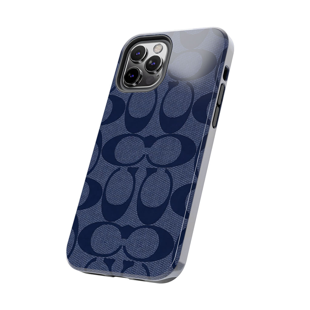 Navy Signature Pattern Tough Phone Case — Protective Designer-Inspired iPhone Case