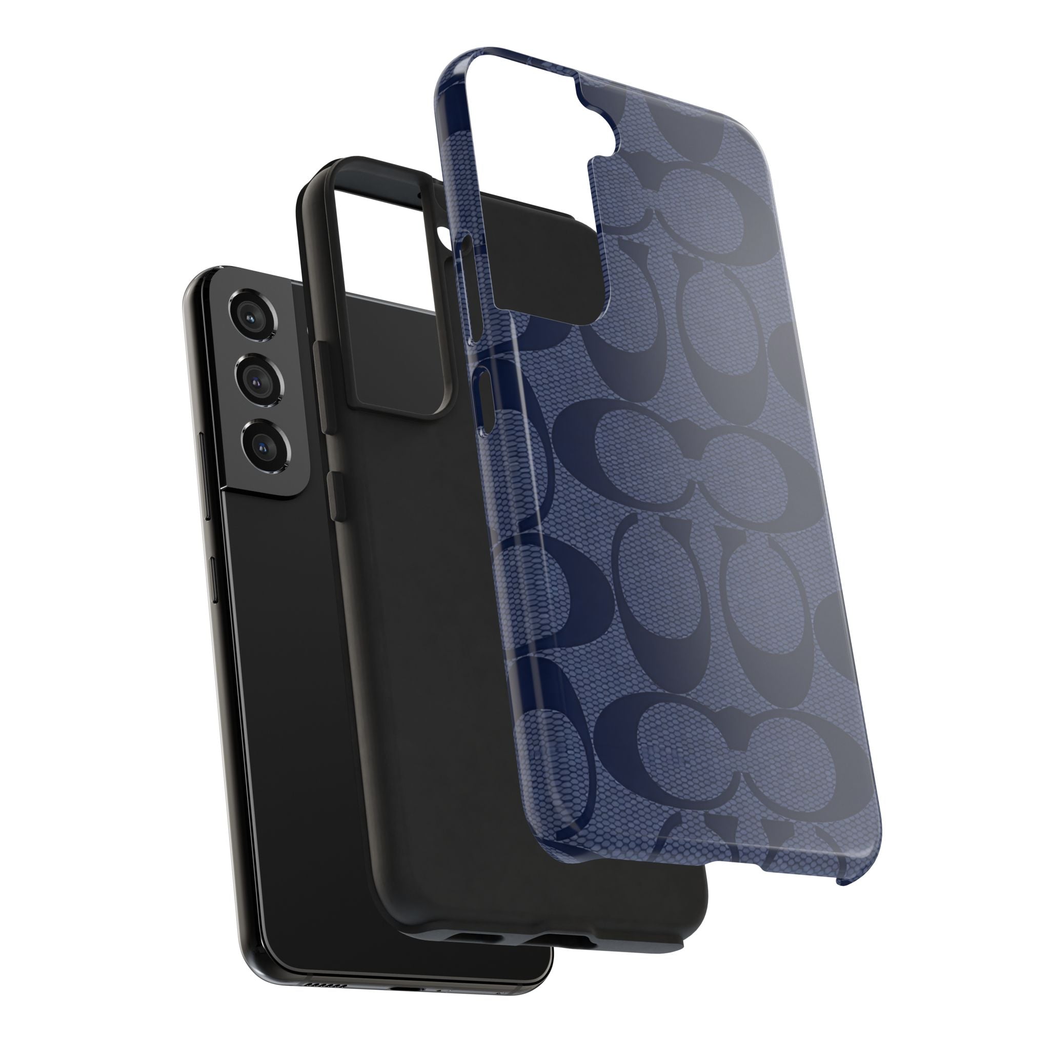 Navy Signature Pattern Tough Phone Case — Protective Designer-Inspired iPhone Case