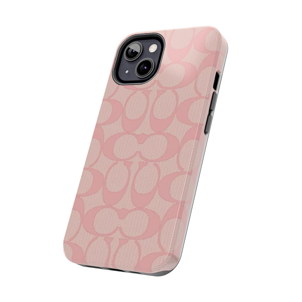 Pink Monogram Pattern Tough Phone Case — Stylish Protective iPhone Cover