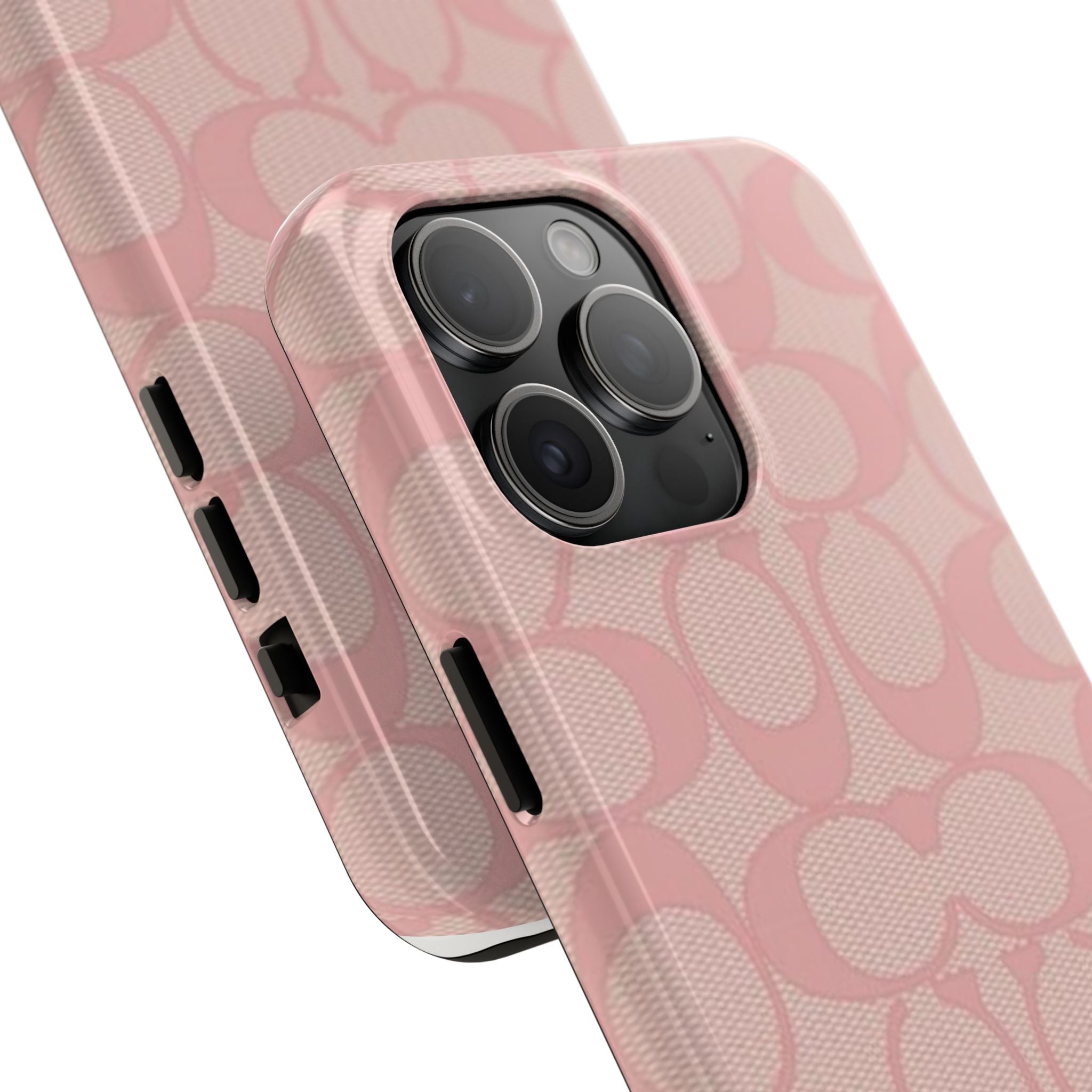 Pink Monogram Pattern Tough Phone Case — Stylish Protective iPhone Cover