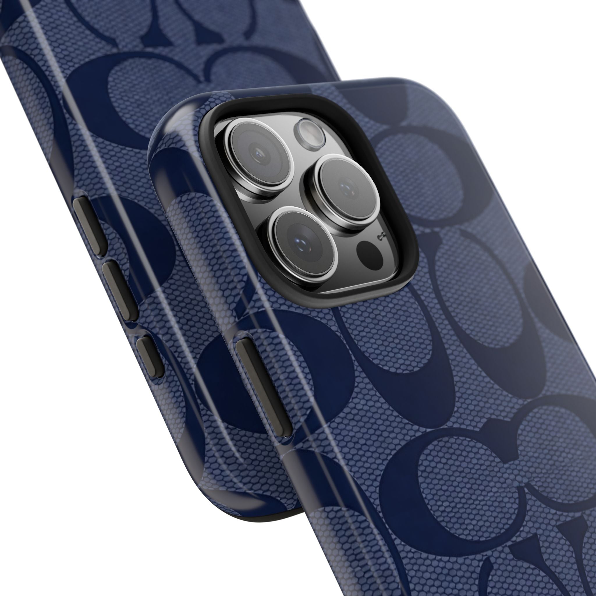 Navy Signature Pattern Tough Phone Case — Protective Designer-Inspired iPhone Case