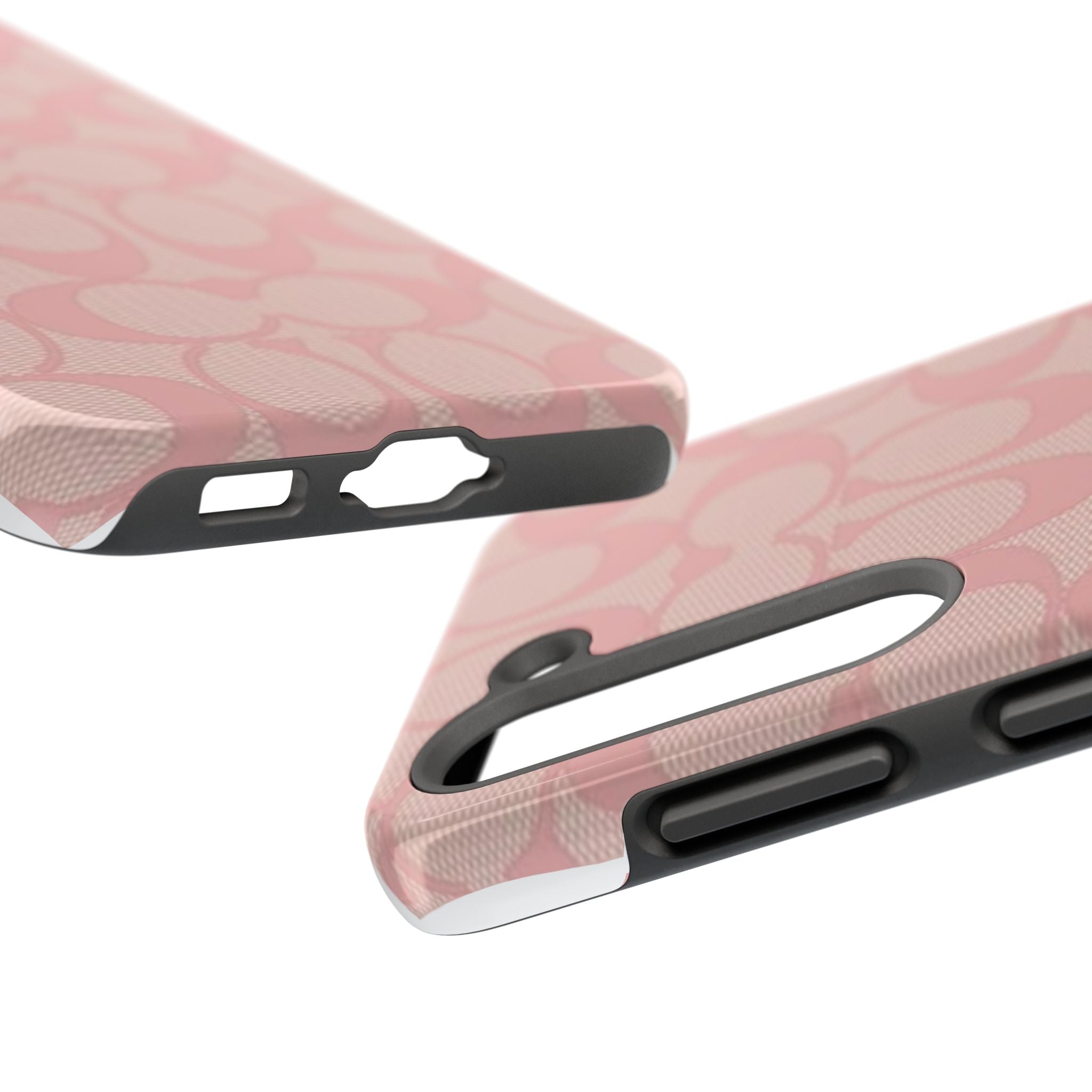 Pink Monogram Pattern Tough Phone Case — Stylish Protective iPhone Cover