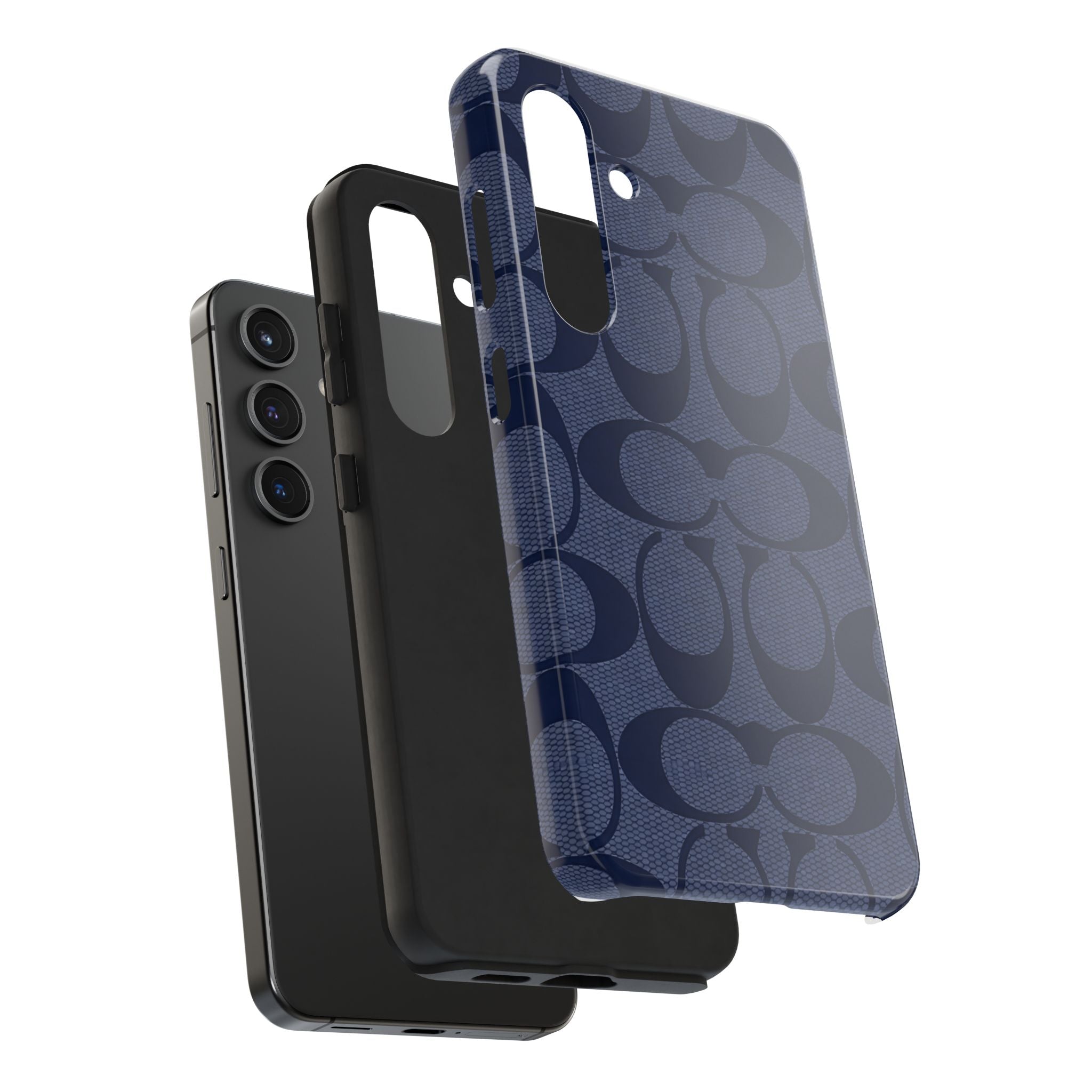 Navy Signature Pattern Tough Phone Case — Protective Designer-Inspired iPhone Case