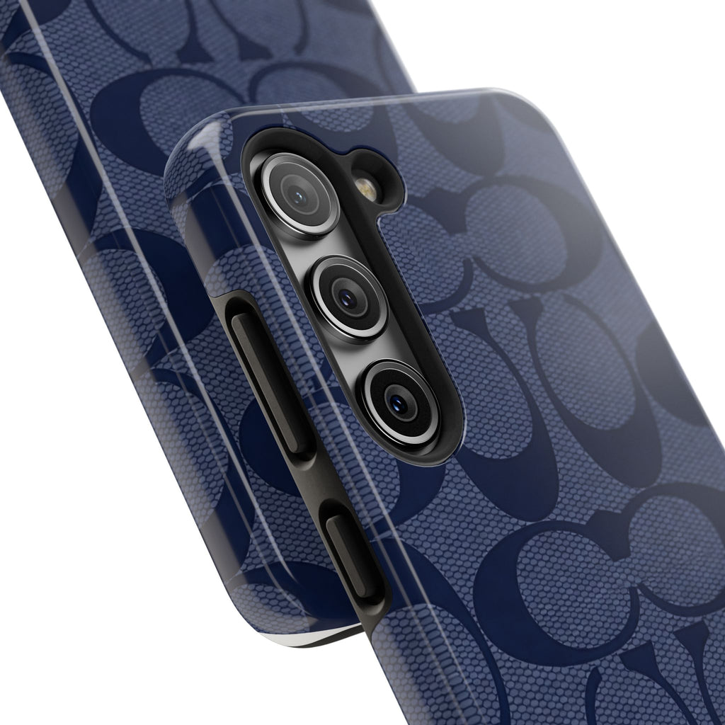 Navy Signature Pattern Tough Phone Case — Protective Designer-Inspired iPhone Case